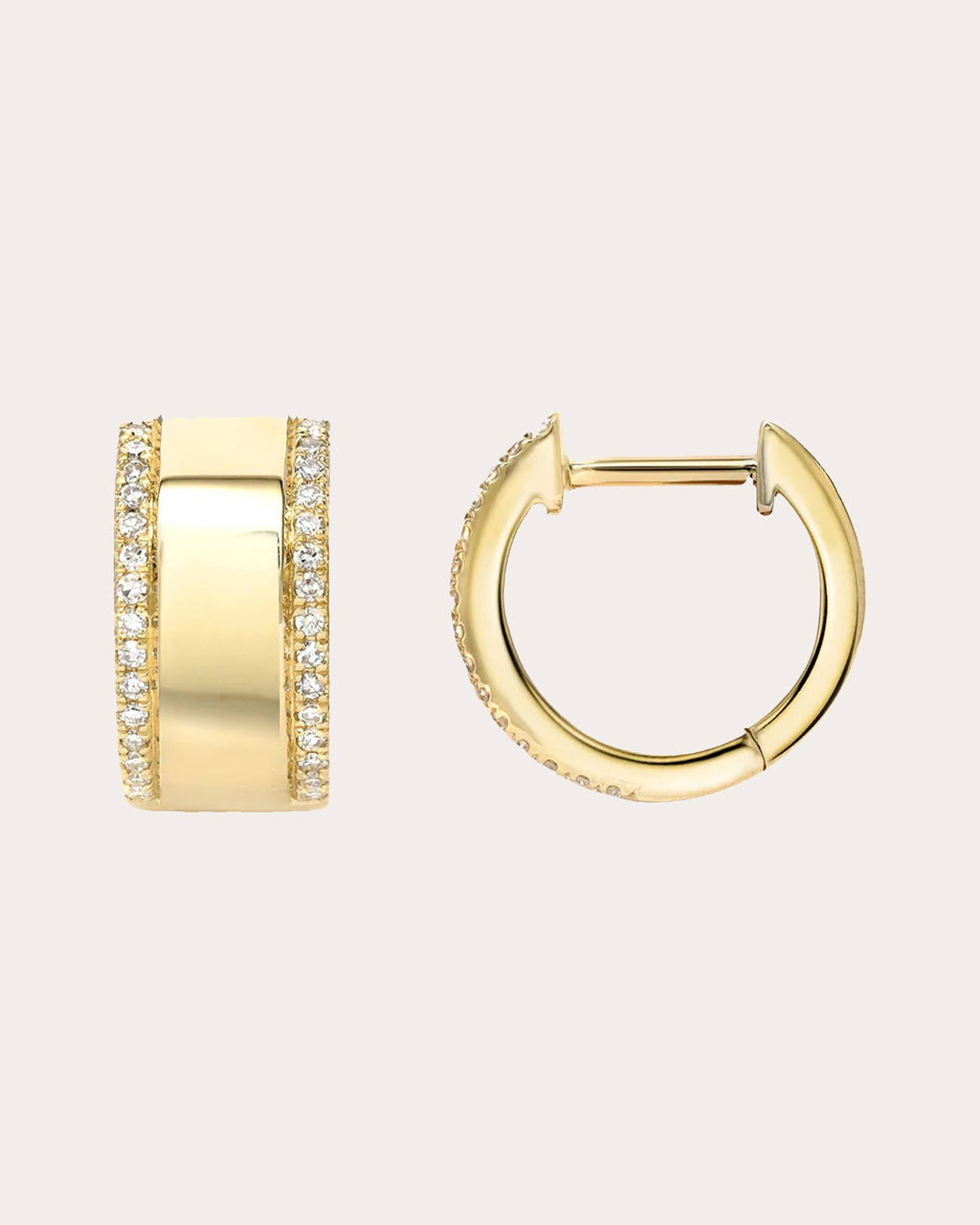 14K Gold Diamond Hoop Earrings