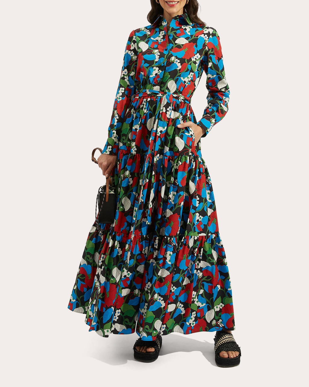 Bellini Tiered Printed Cotton-Poplin Maxi Dress
