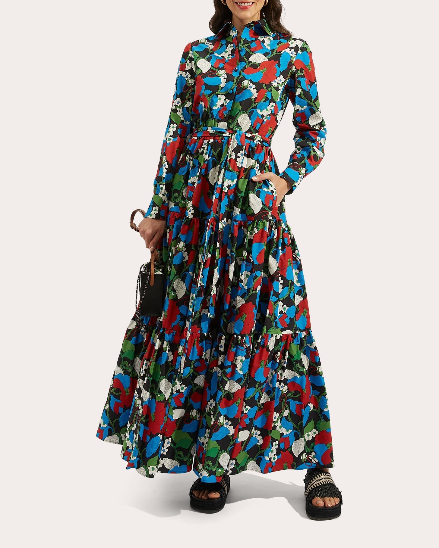 Bellini Tiered Printed Cotton-Poplin Maxi Dress