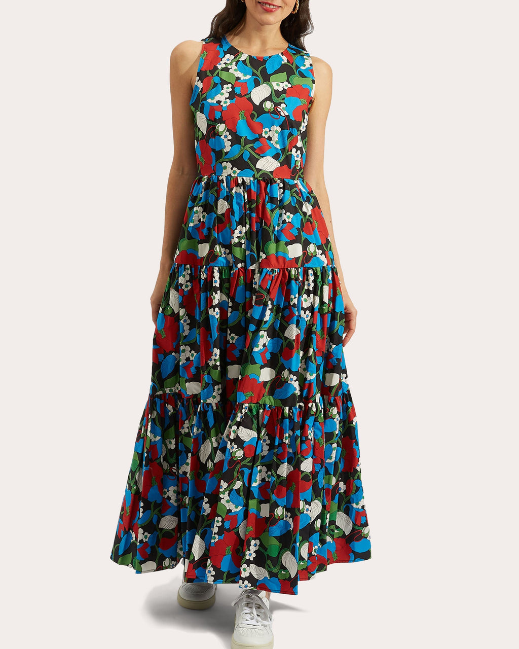 Tiered Printed Cotton-Poplin Maxi Dress