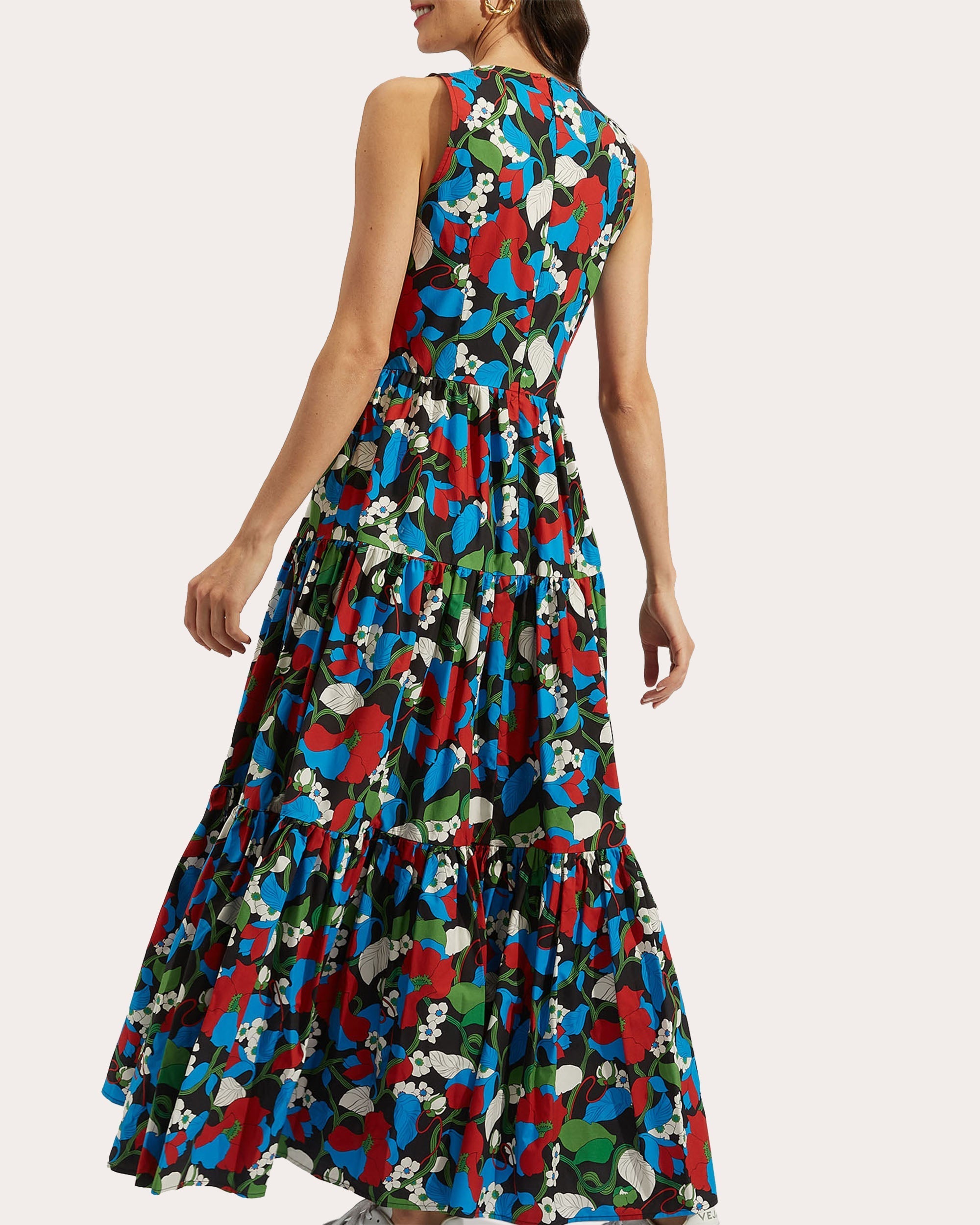Tiered Printed Cotton-Poplin Maxi Dress