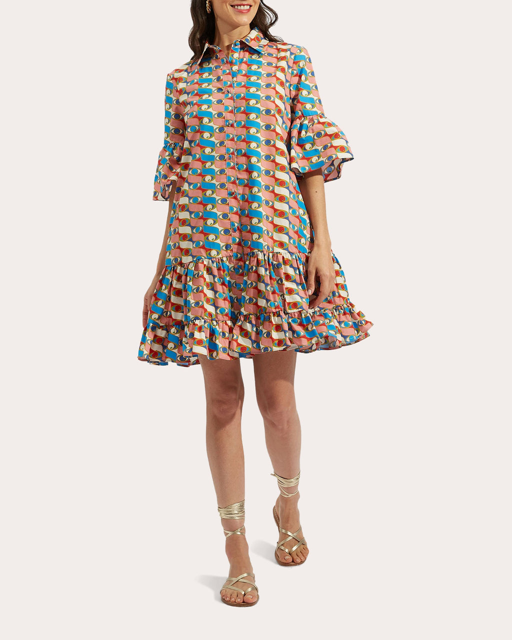 Choux Tiered Printed Cotton-Poplin Mini Dress