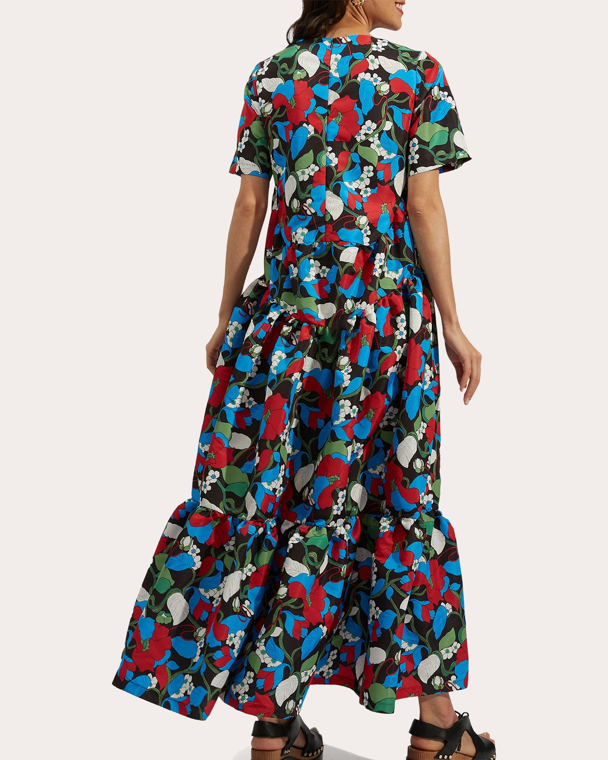 Belle Tiered Printed Faille Maxi Dress
