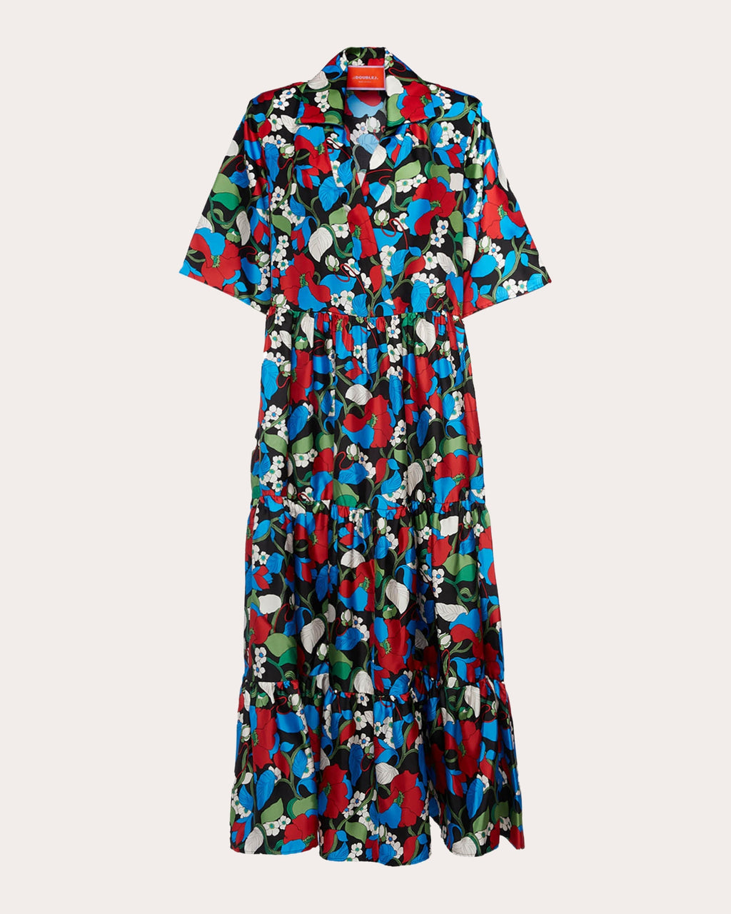 J Dress Tiered Printed Silk-Twill Maxi Dress