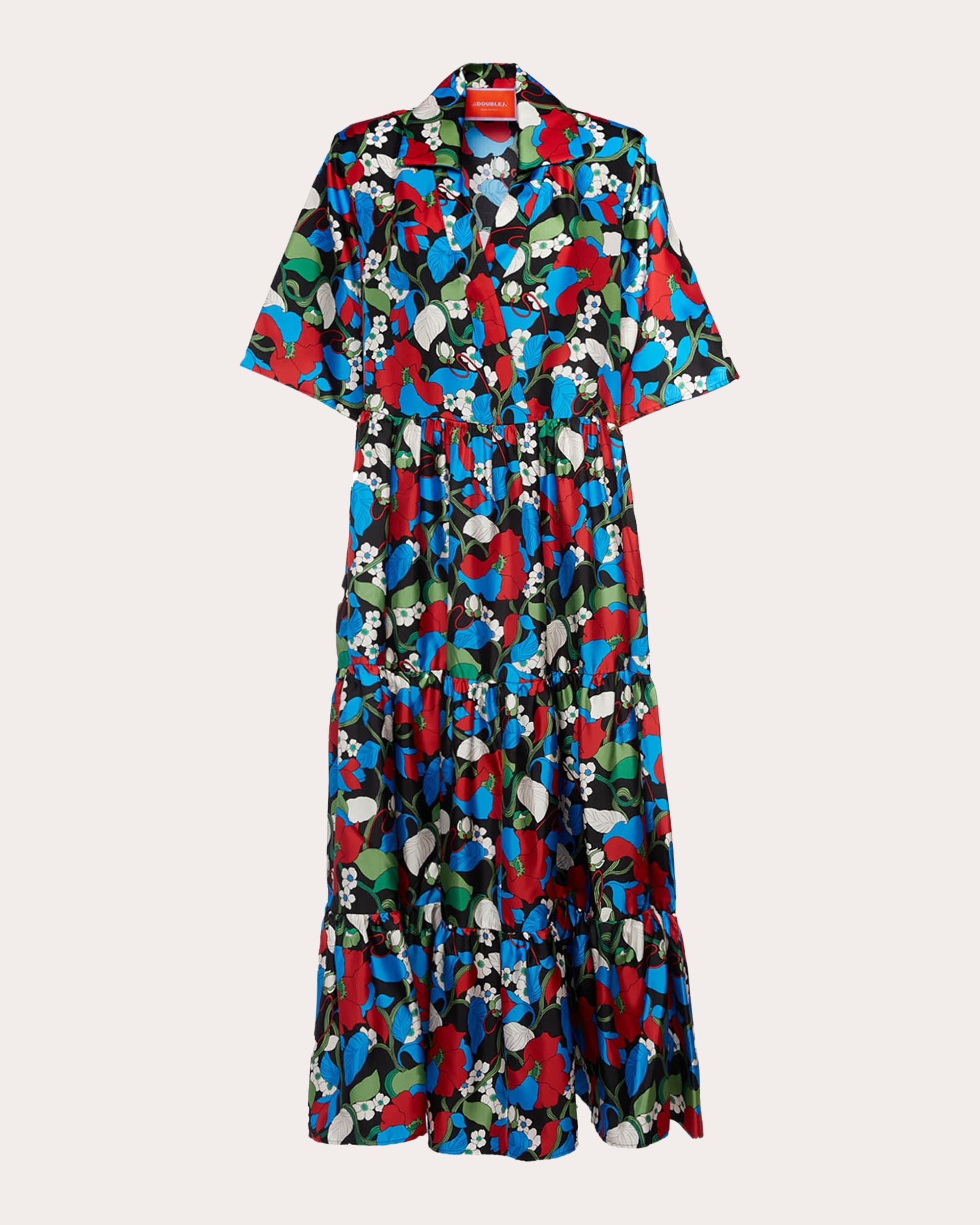 J Dress Tiered Printed Silk-Twill Maxi Dress