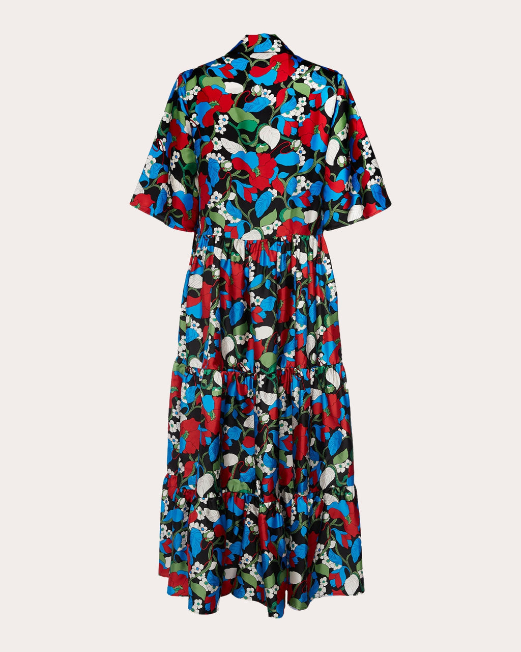 J Dress Tiered Printed Silk-Twill Maxi Dress