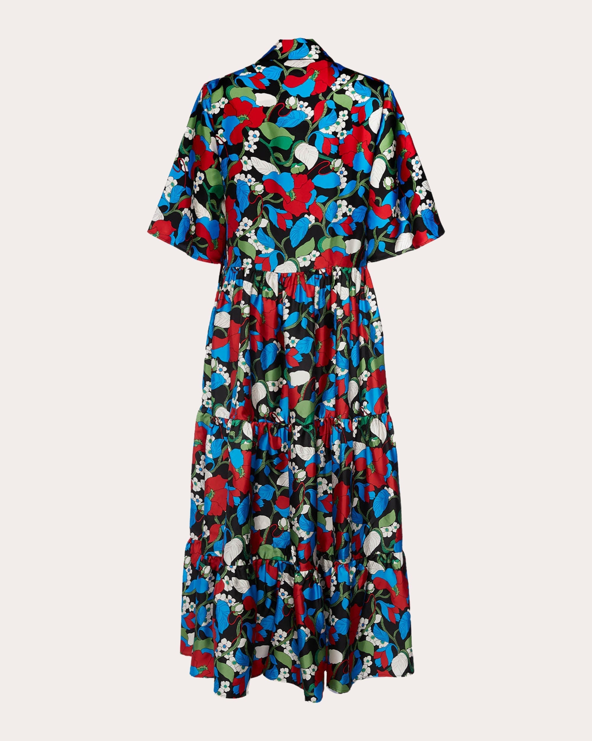 J Dress Tiered Printed Silk-Twill Maxi Dress