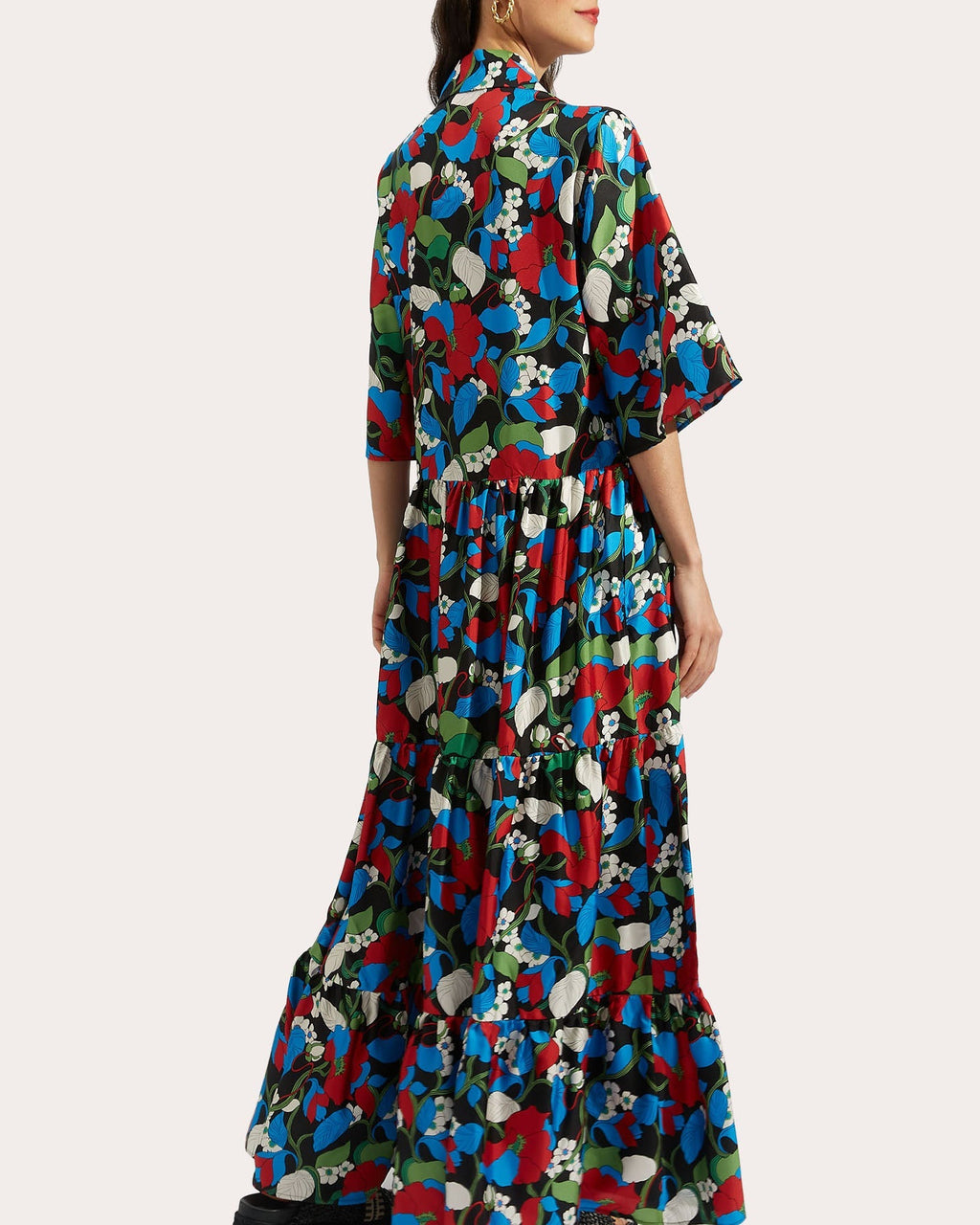 J Dress Tiered Printed Silk-Twill Maxi Dress