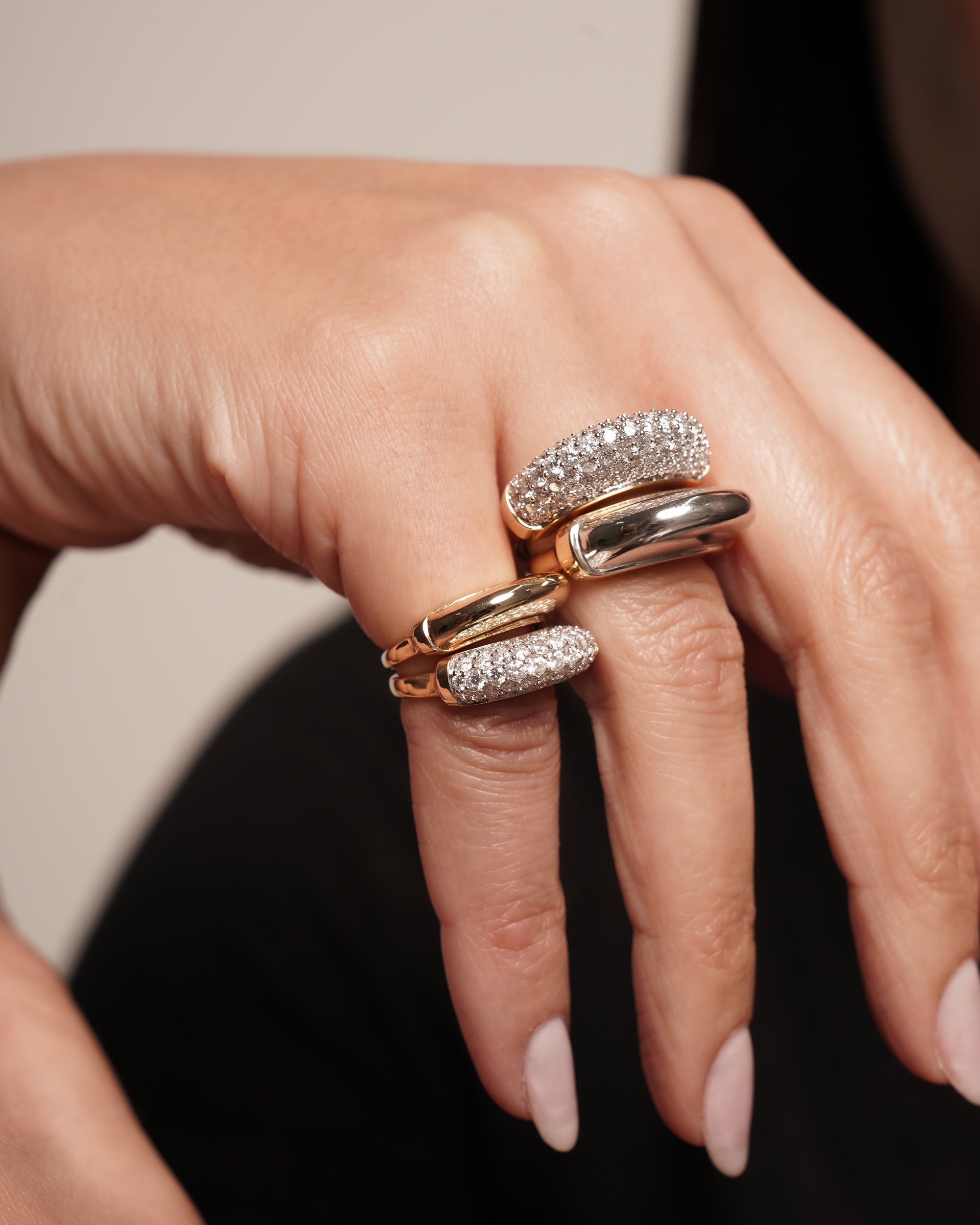 Mini Luna 18K Gold Diamond Pavé Ring