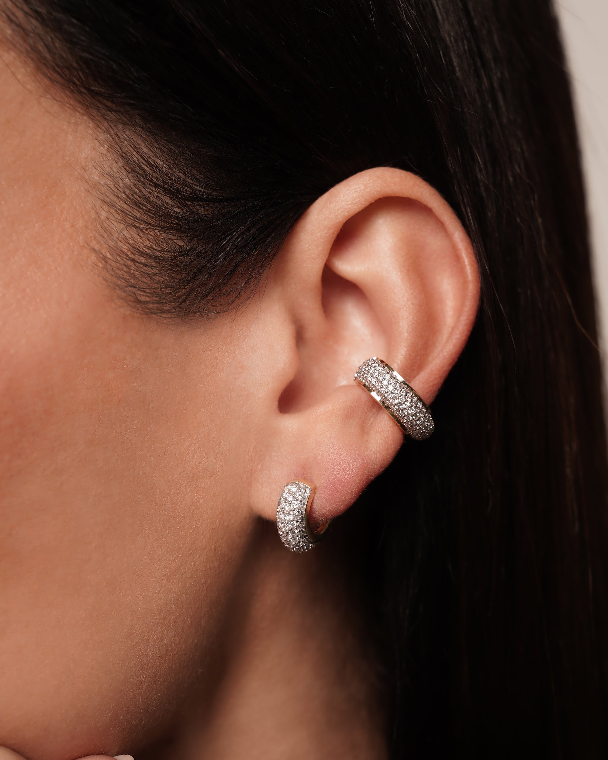 Luna 18K Gold Diamond Pavé Ear Cuff
