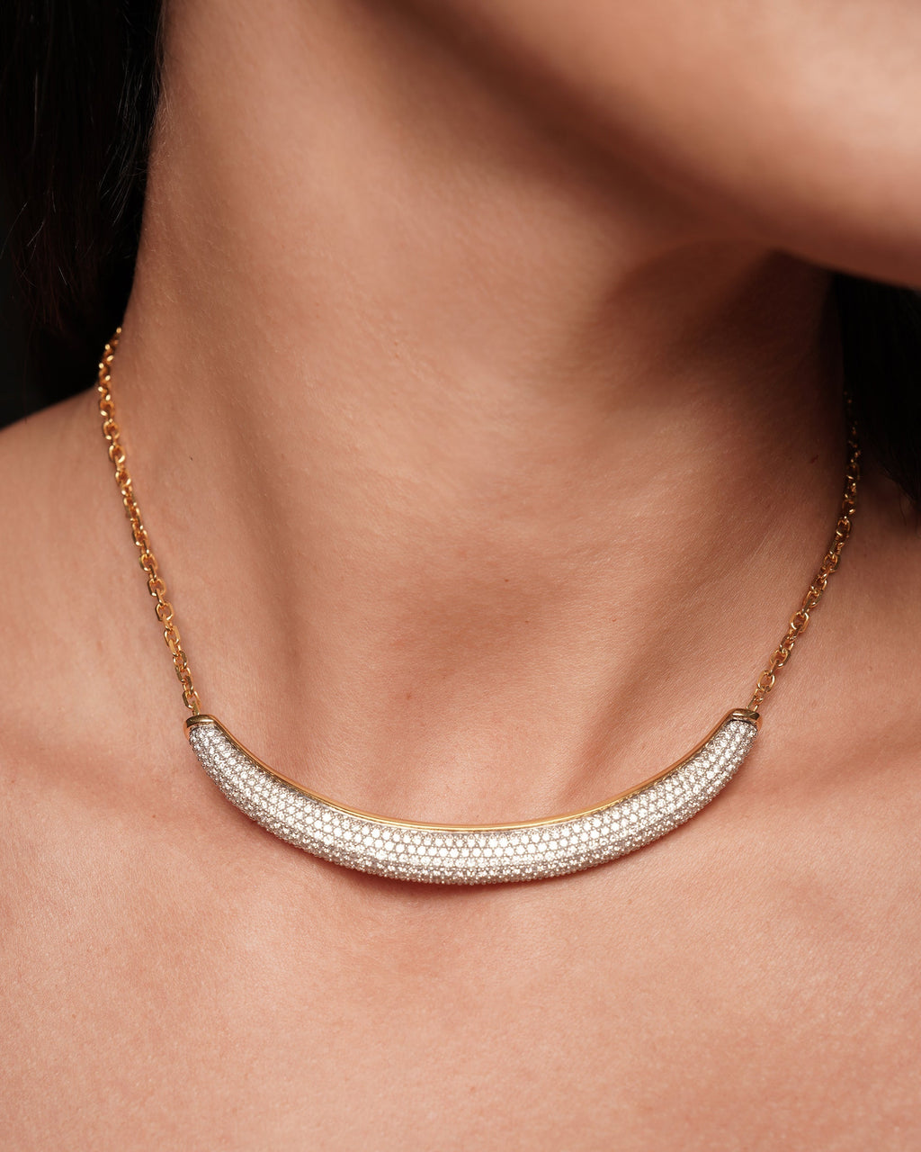 Luna 18K Gold Diamond Pavé Necklace