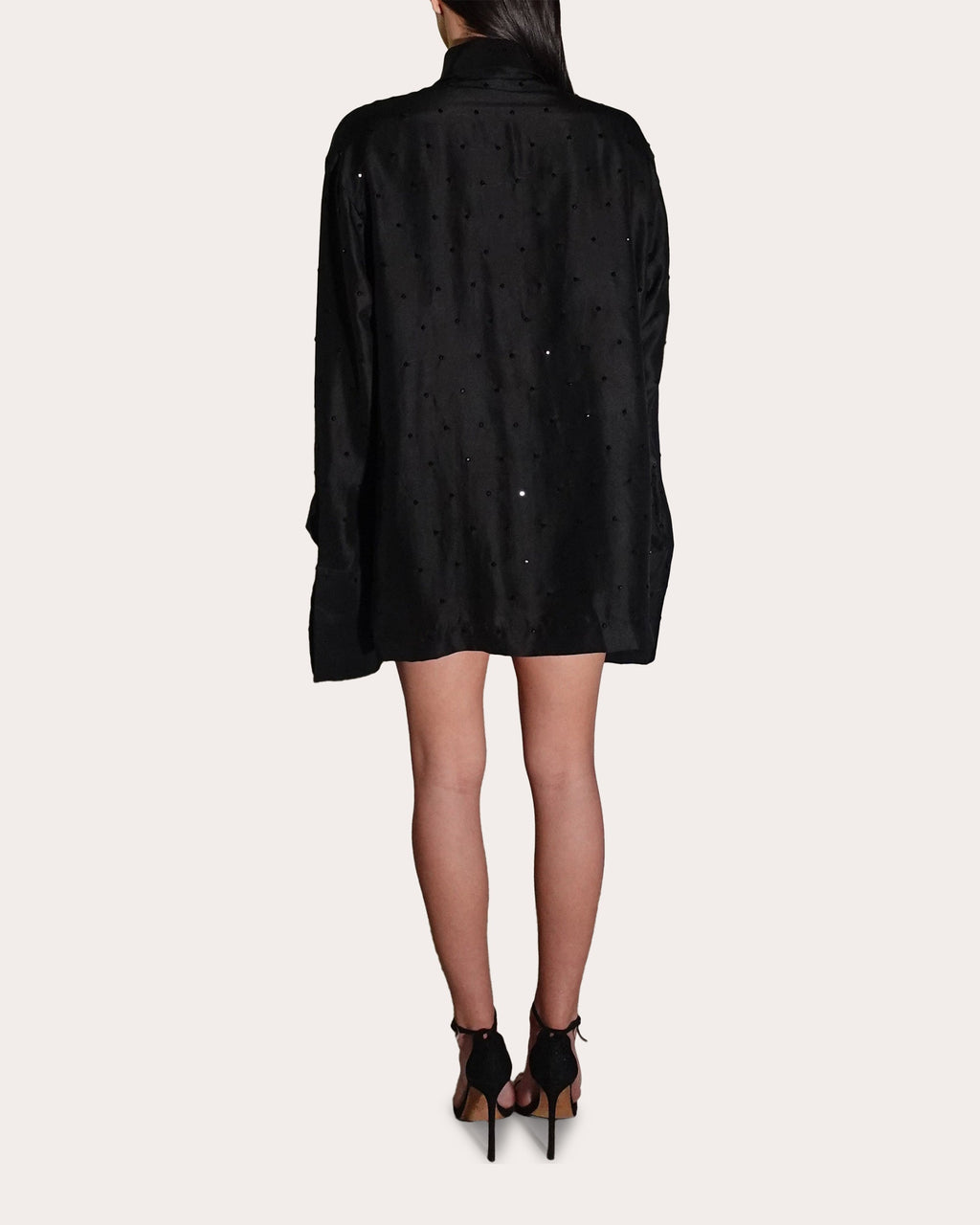 Rekha Embellished Mini Silk Shirt Dress