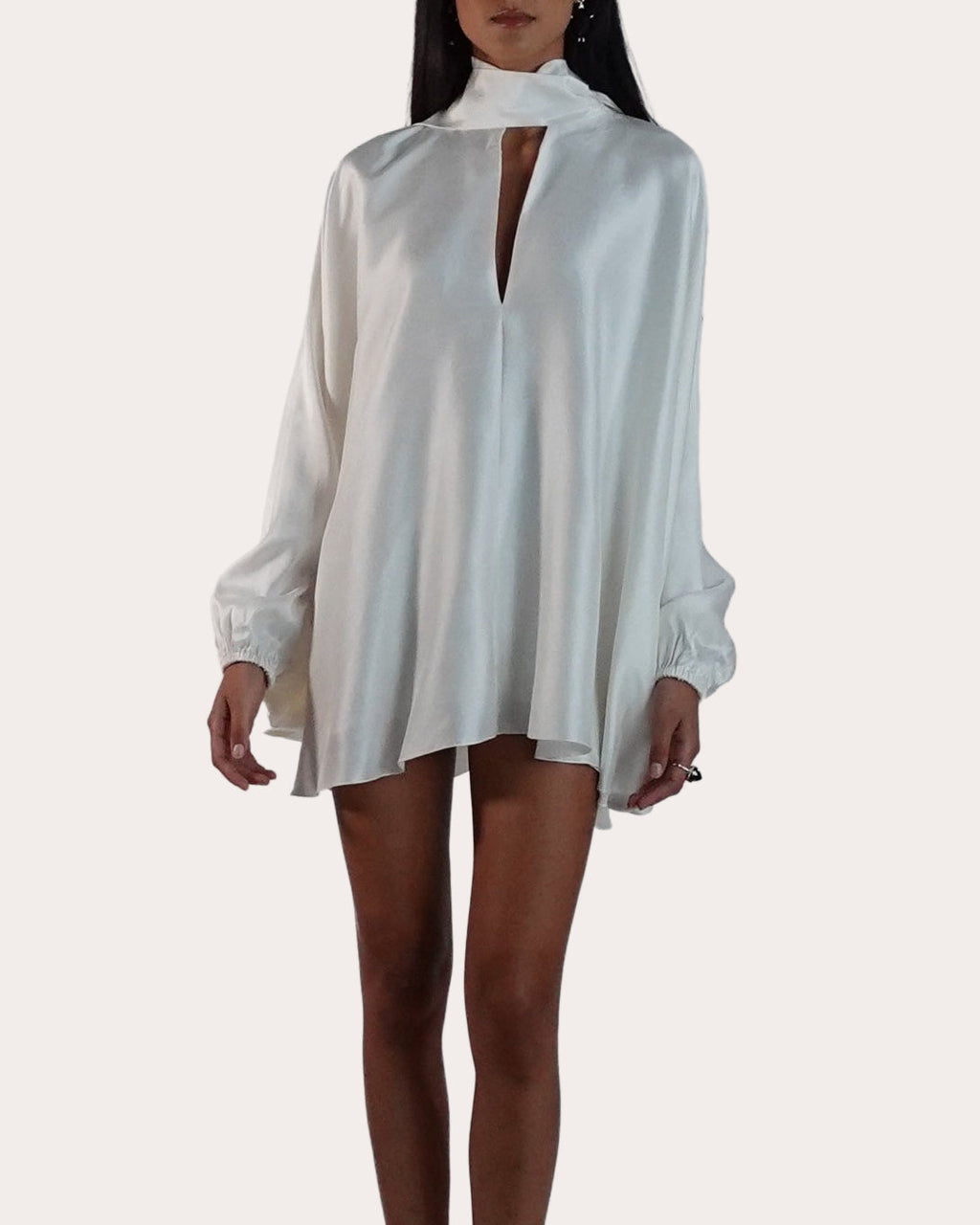 Emlyn Tie-Neck Silk Mini Dress