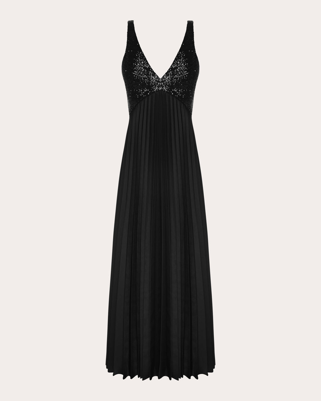 Pleated Sequin-Embellished Maxi Dress