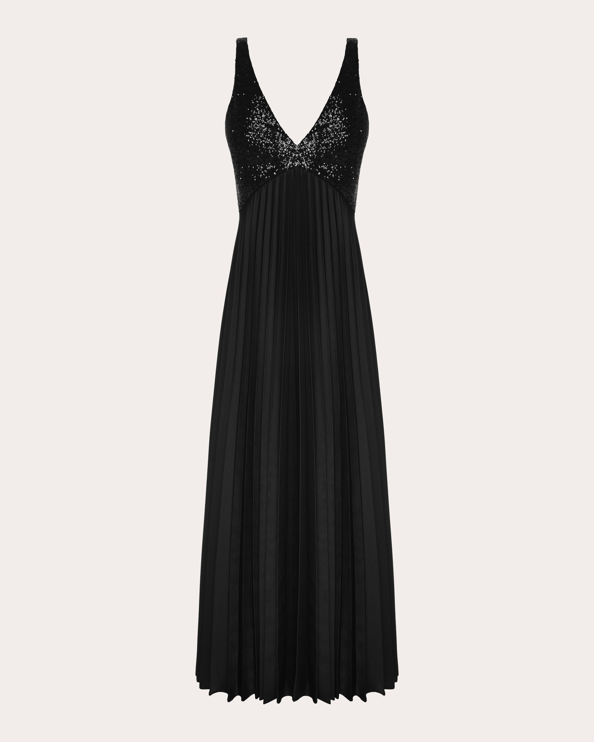 Pleated Sequin-Embellished Maxi Dress
