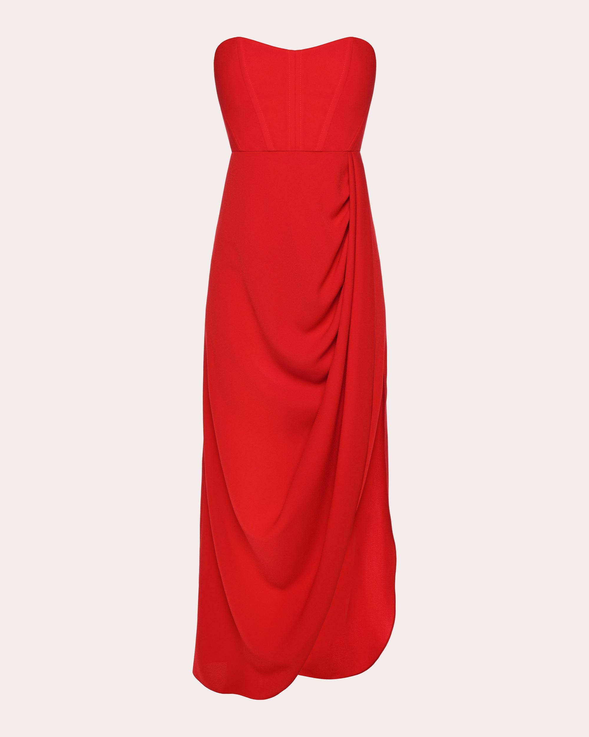 Draped Crepe Midi Dress