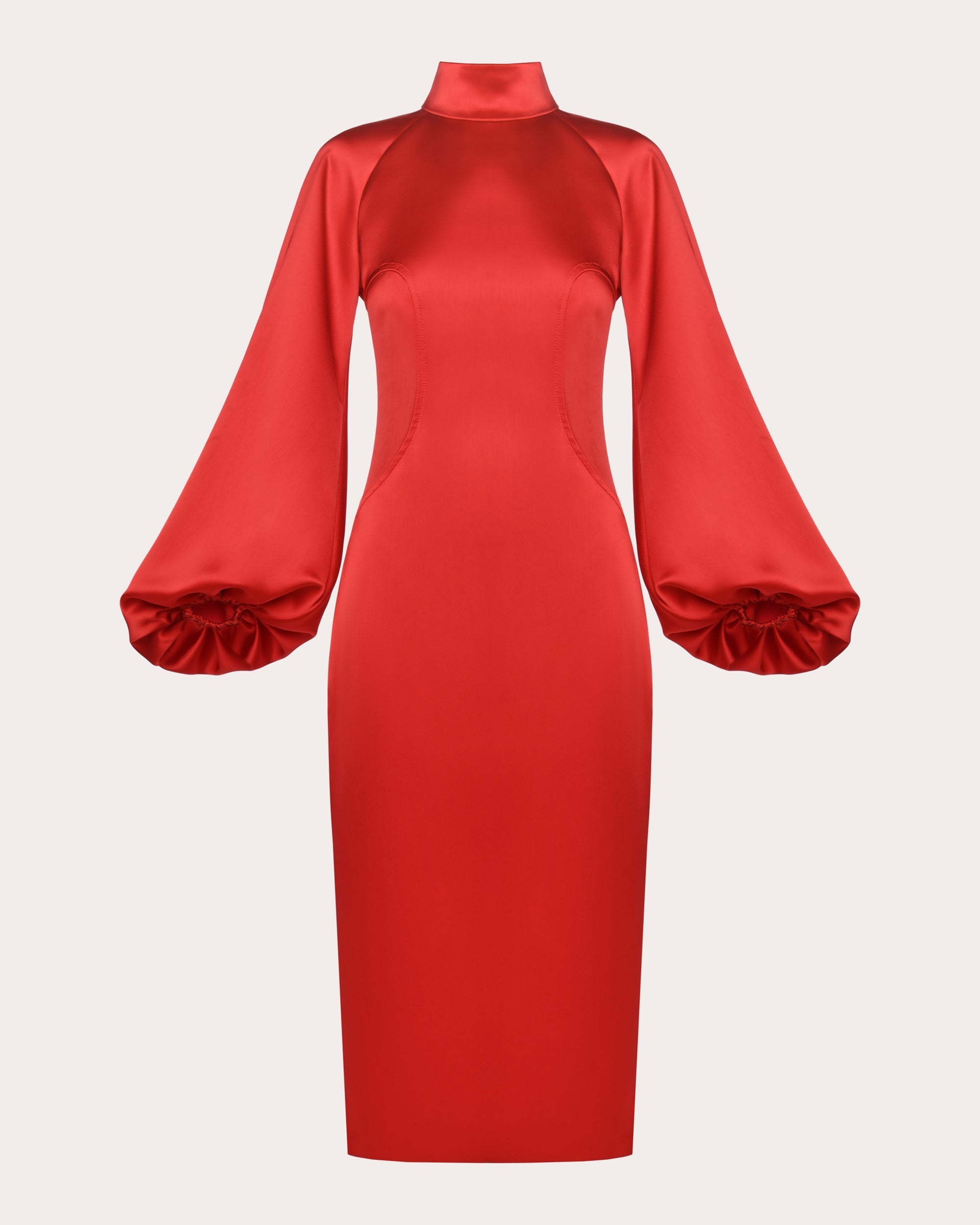 Open-Back Satin Midi Dress