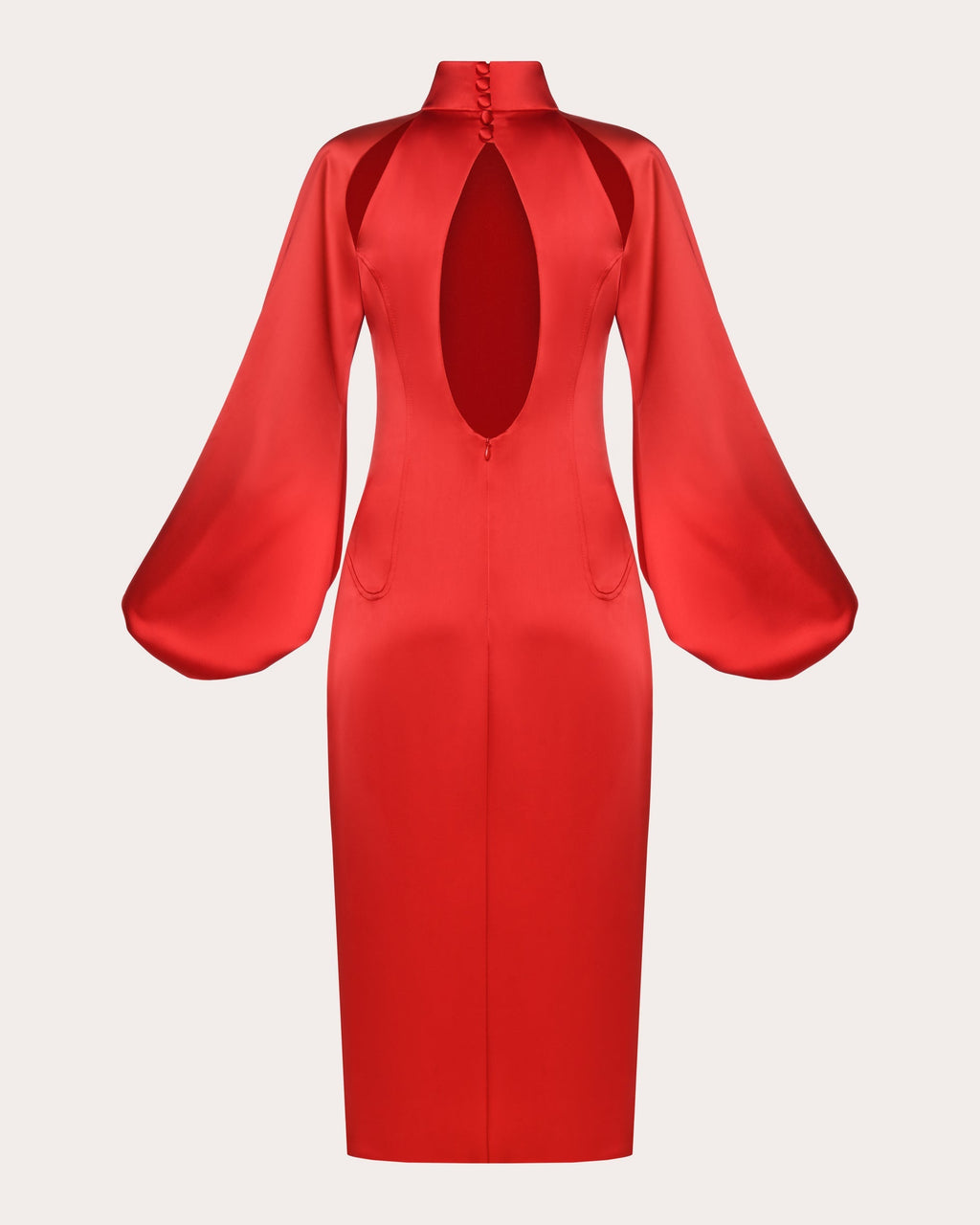 Open-Back Satin Midi Dress