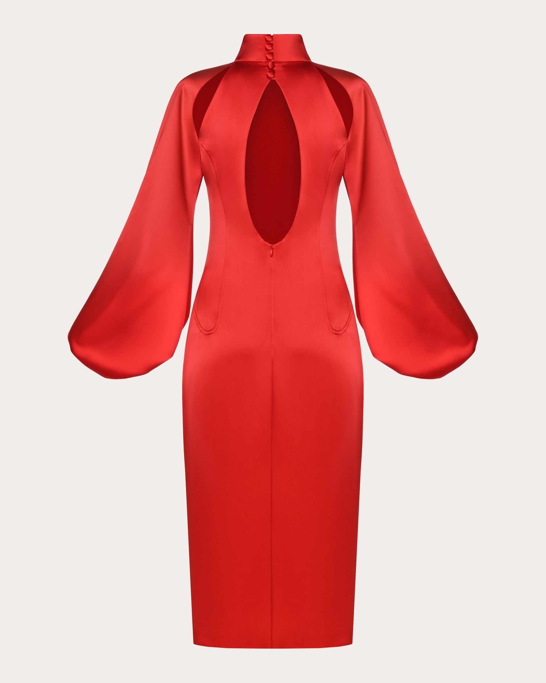 Open-Back Satin Midi Dress