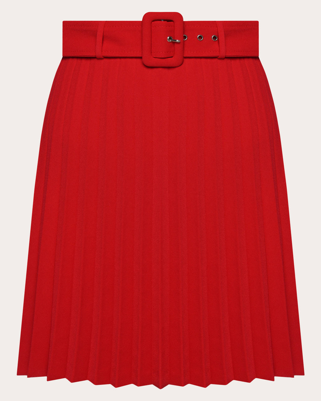 Belted Pleated Crepe Mini Skirt