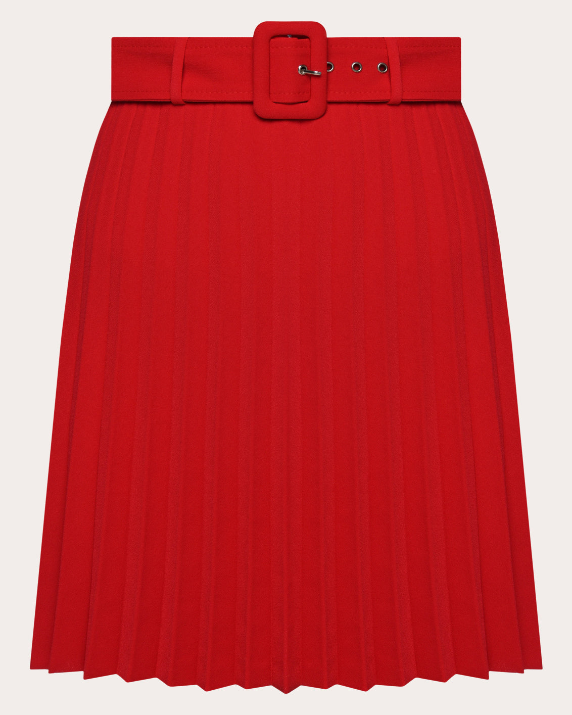 Belted Pleated Crepe Mini Skirt