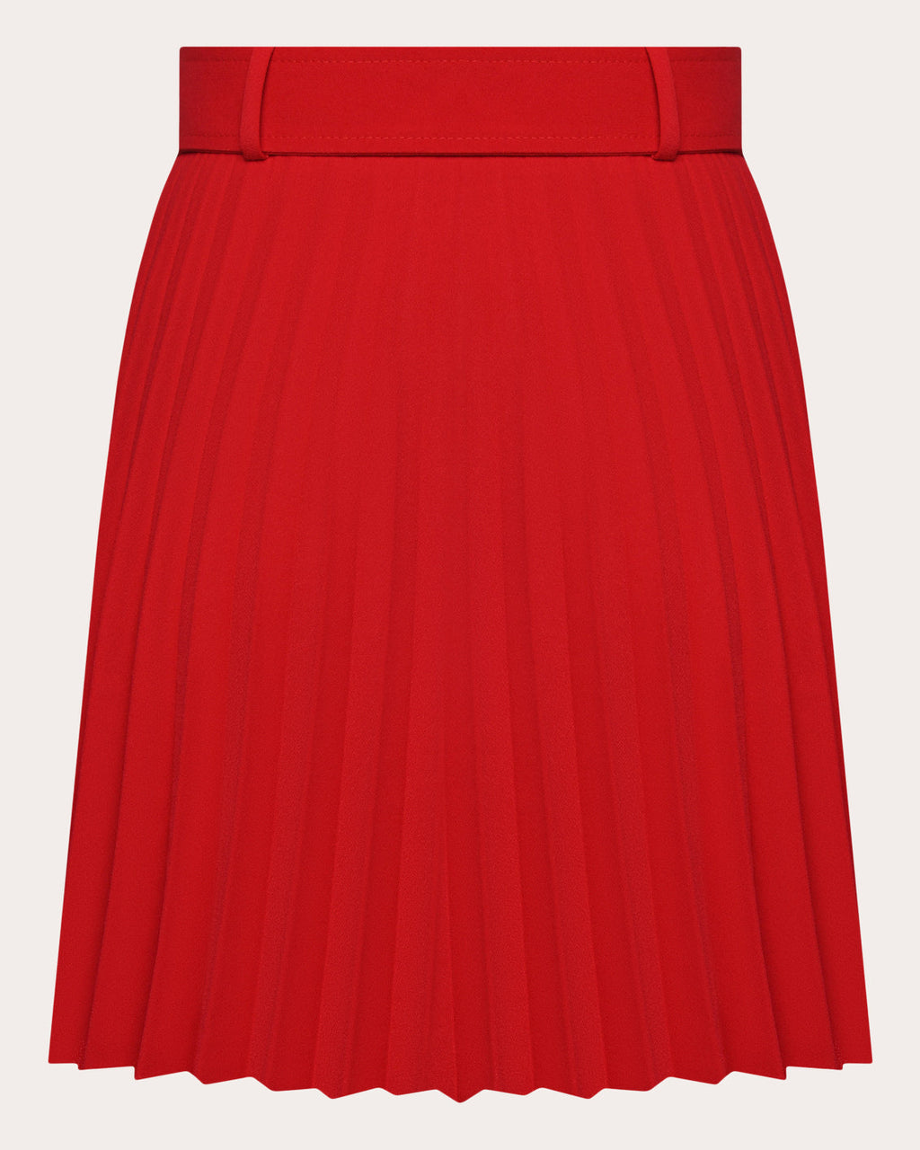 Belted Pleated Crepe Mini Skirt