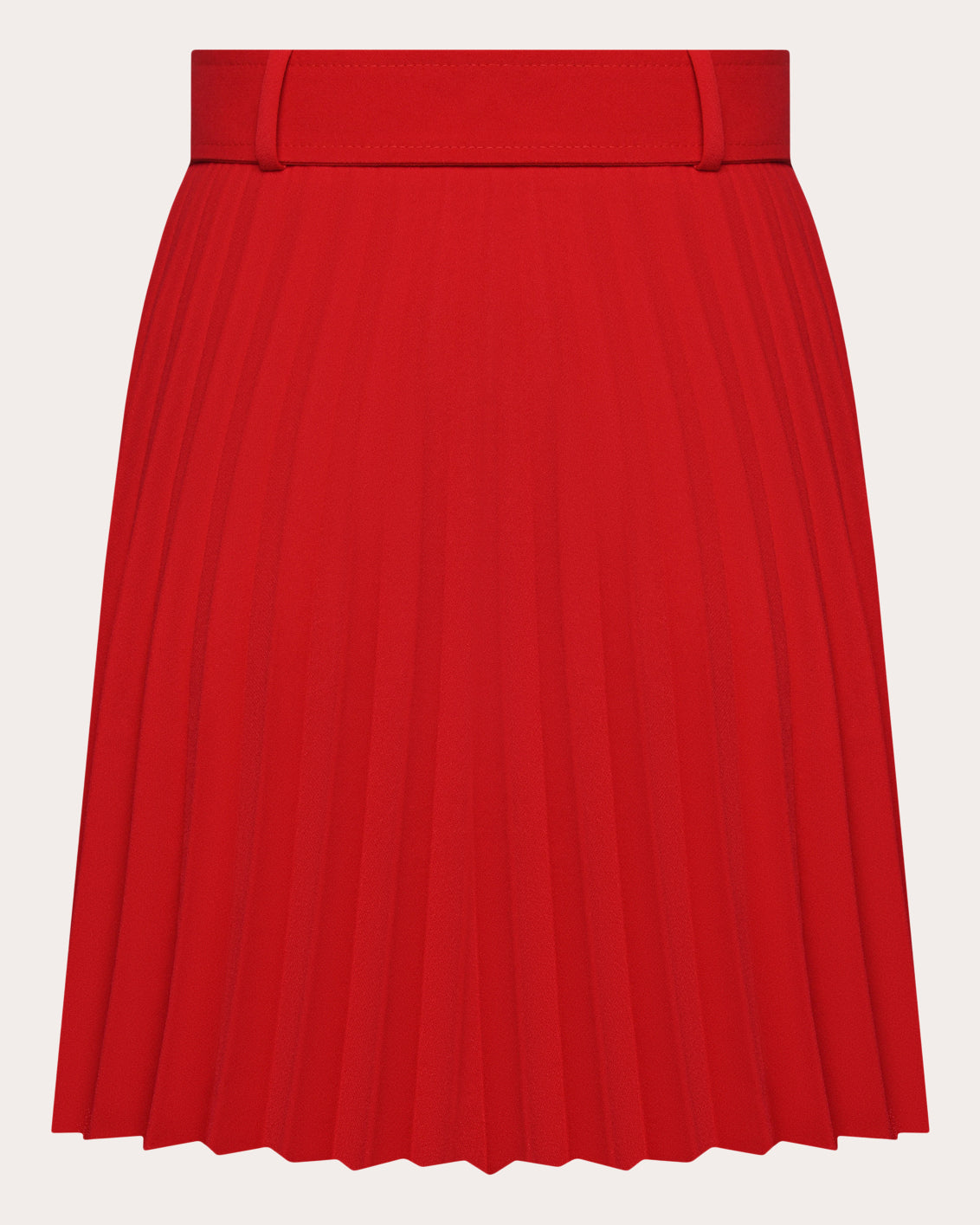 Belted Pleated Crepe Mini Skirt