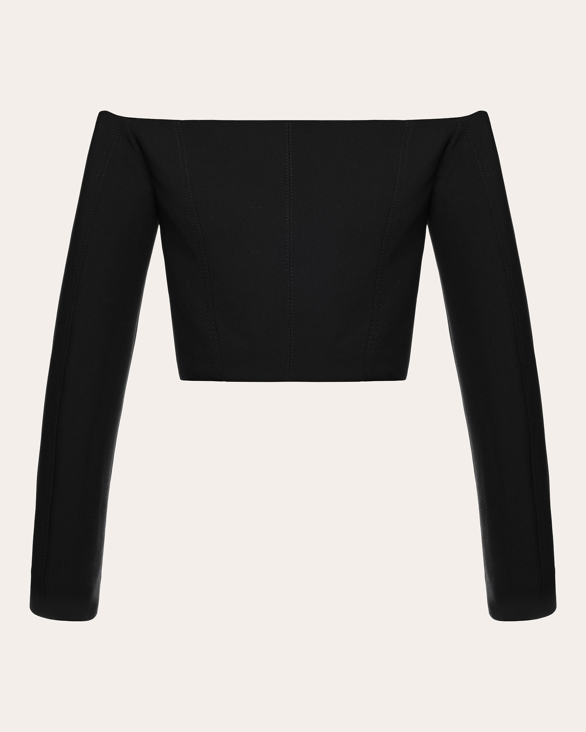 Cropped Off-The-Shoulder Crepe Top