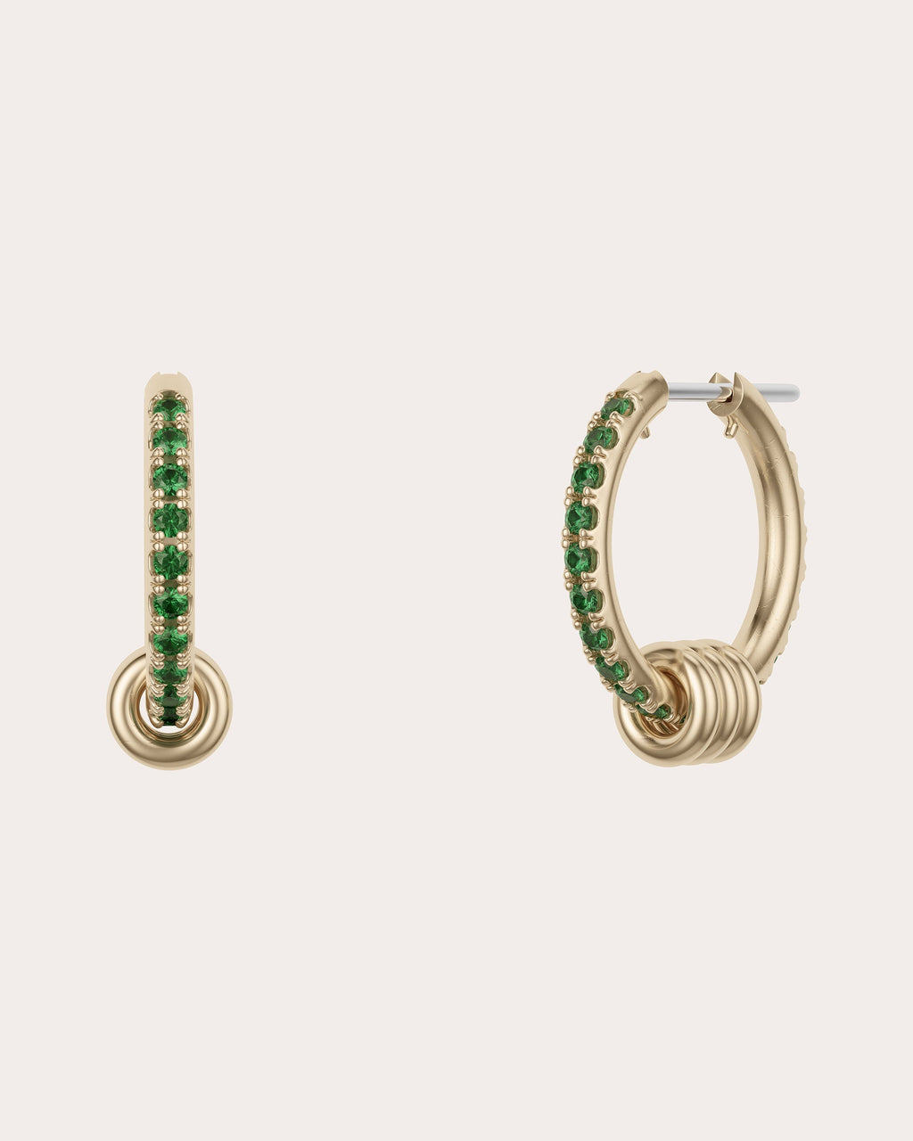Ara 18K Gold Emerald Hoop Earrings