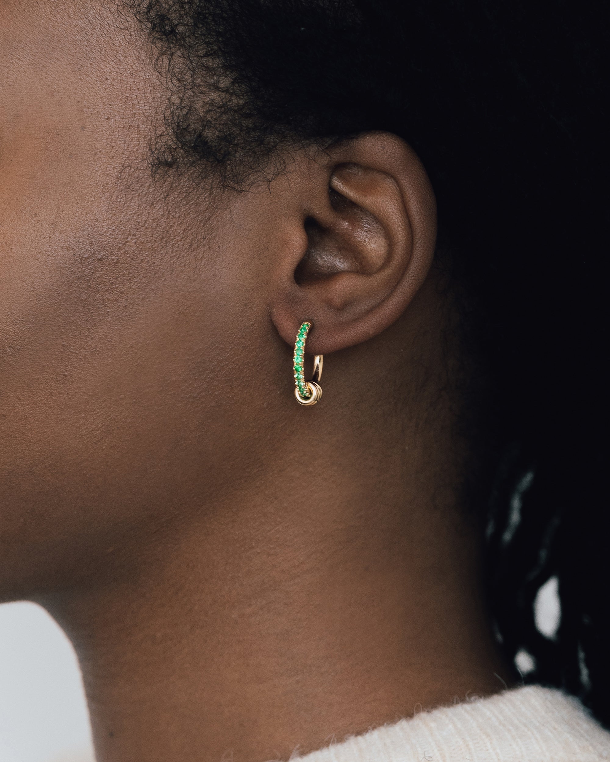 Ara 18K Gold Emerald Hoop Earrings