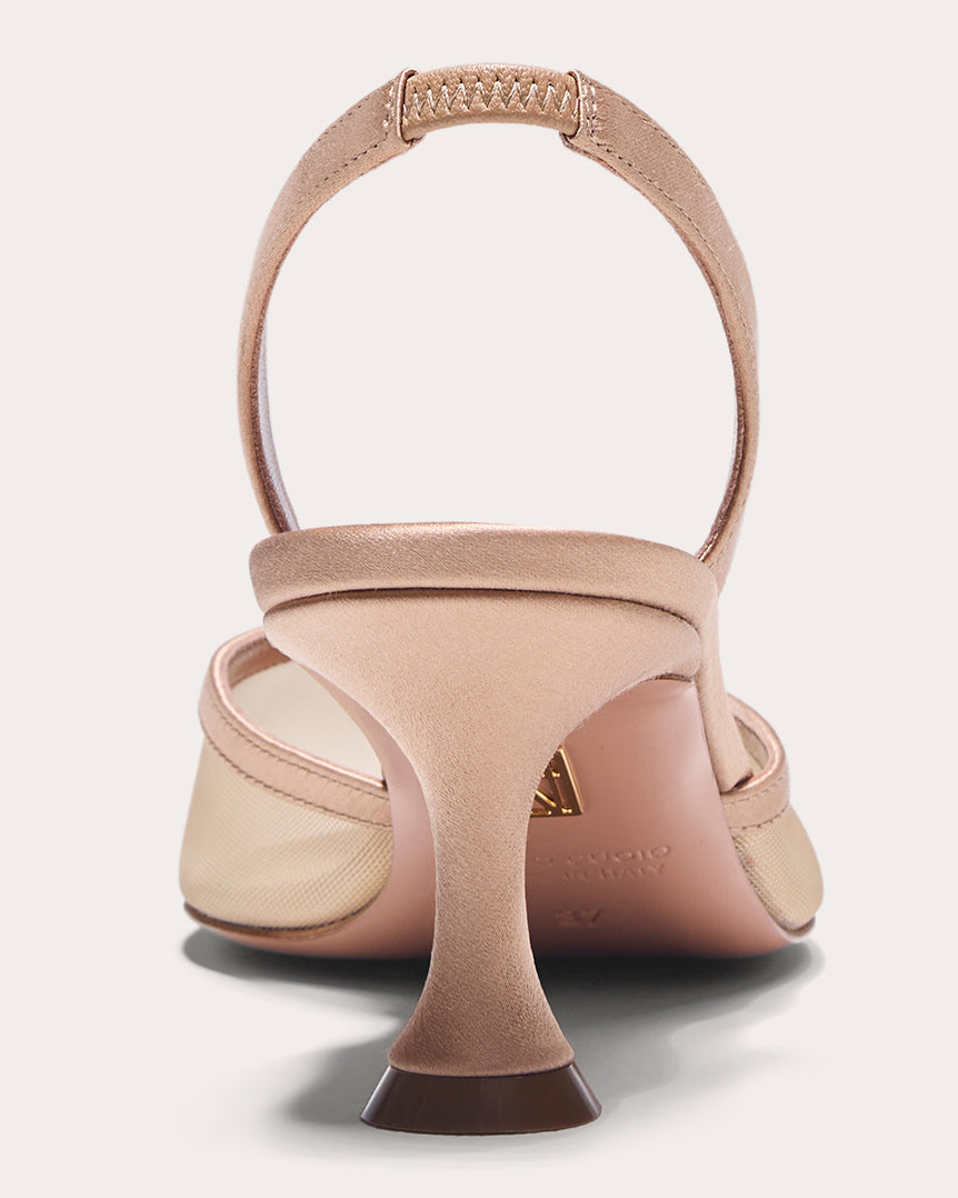 Esme 60 Satin Trimmed Mesh Slingback Pump