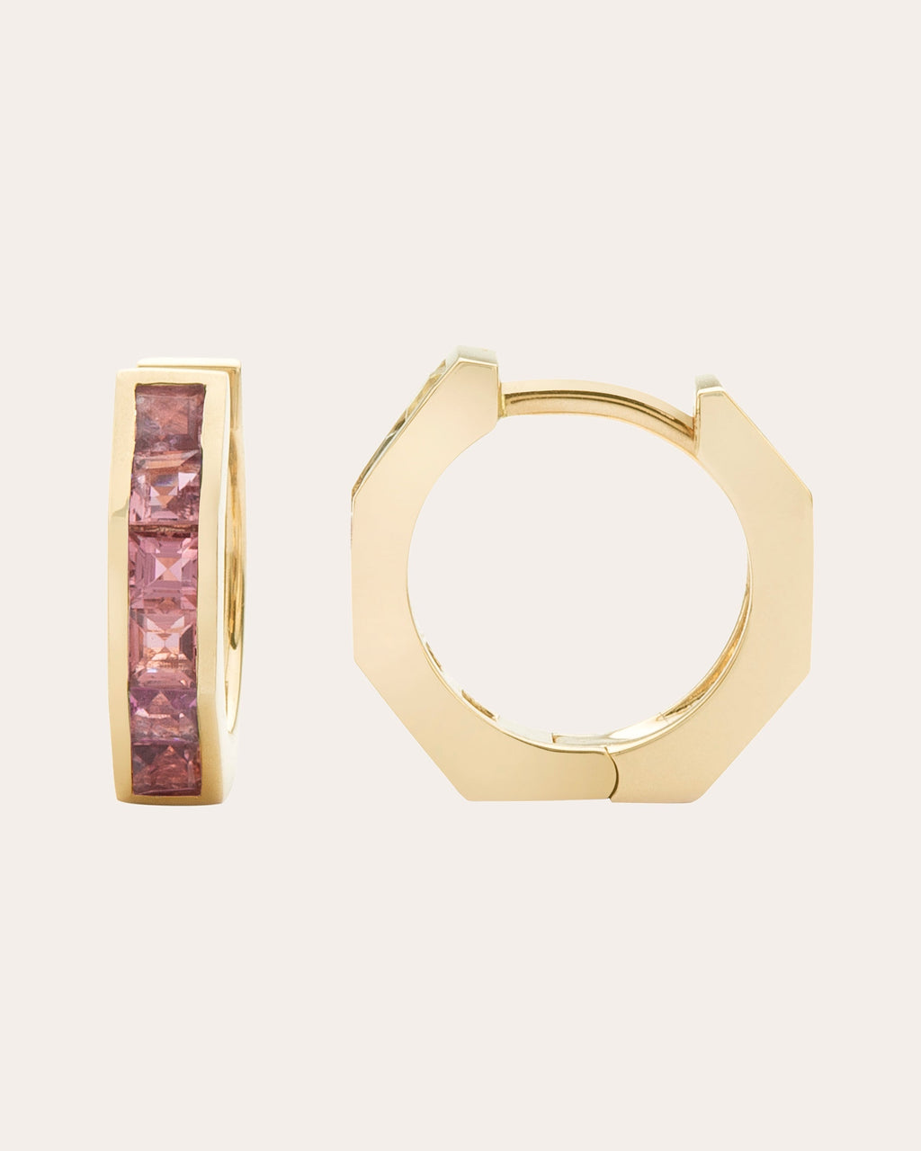 Mini Otto 14K Gold Pink Sapphire Hoop Earrings