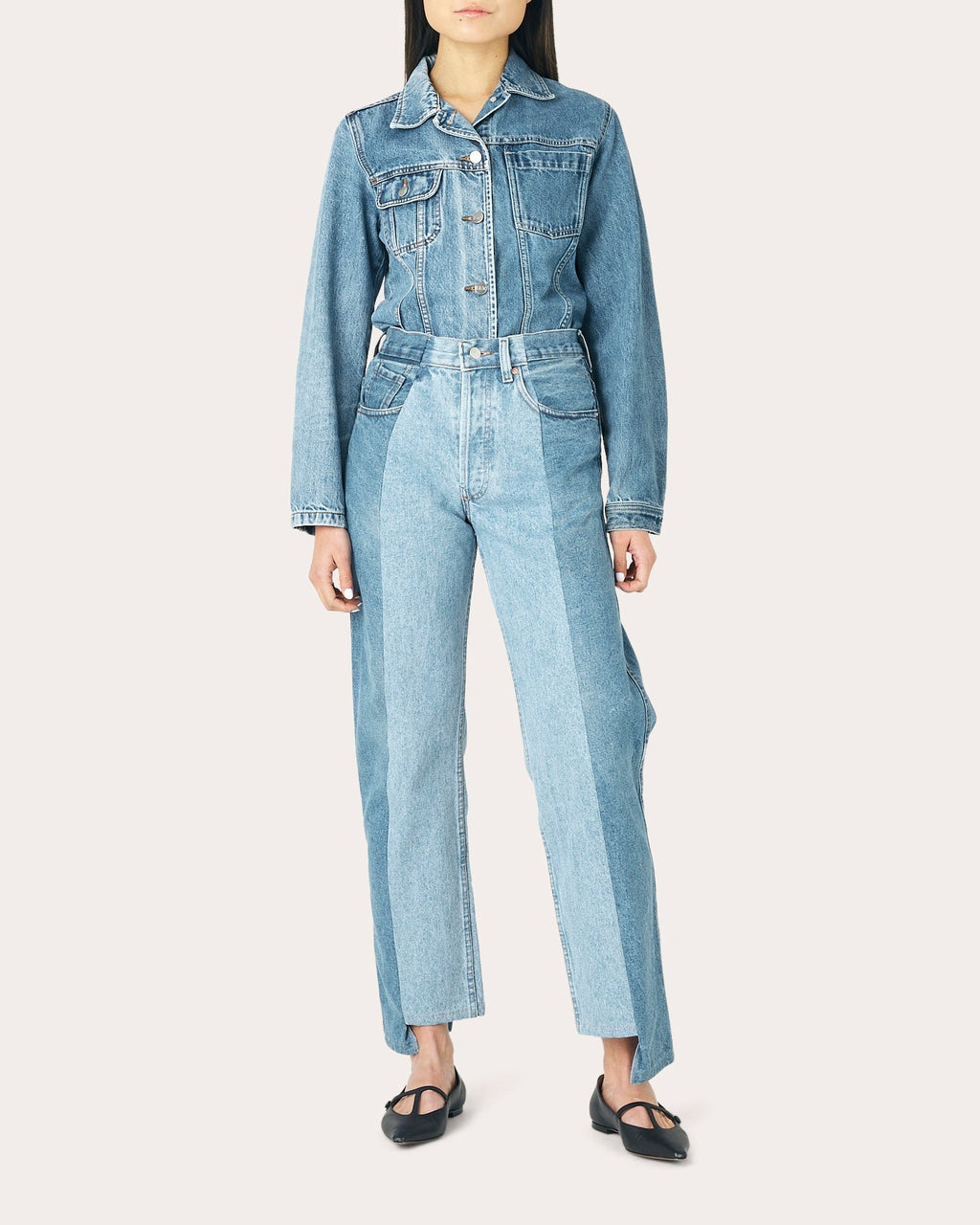 Boyfriend High-Rise Two-Tone Jeans