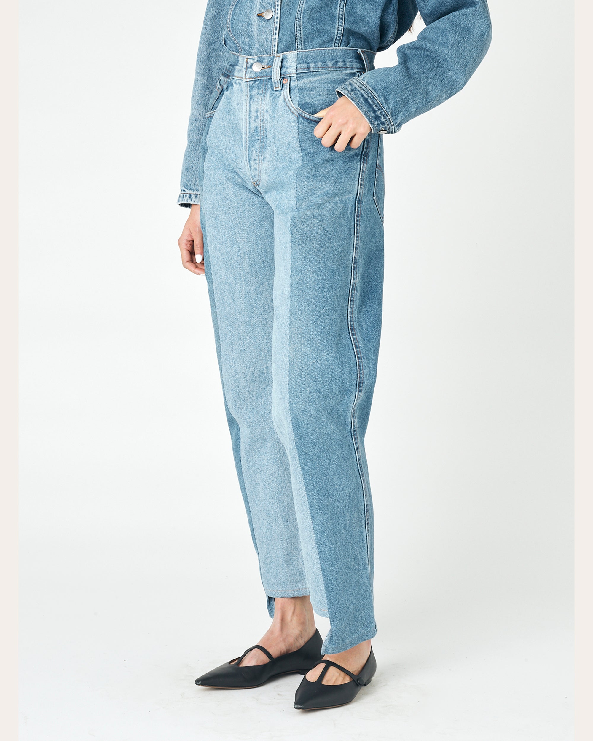 Boyfriend High-Rise Two-Tone Jeans