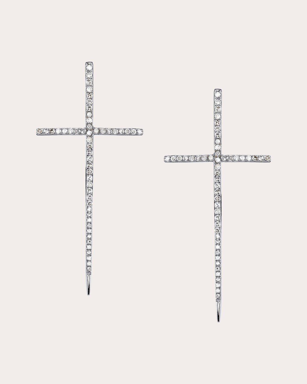 Sterling Silver and Diamond Pavé Cross Earrings