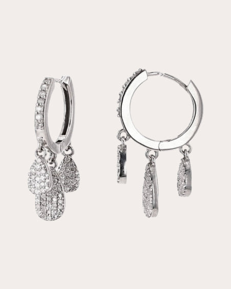 Sterling Silver Diamond Pavé Shaker Earrings