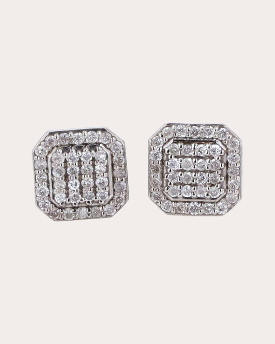 Mini Shield Diamond Stud Earrings