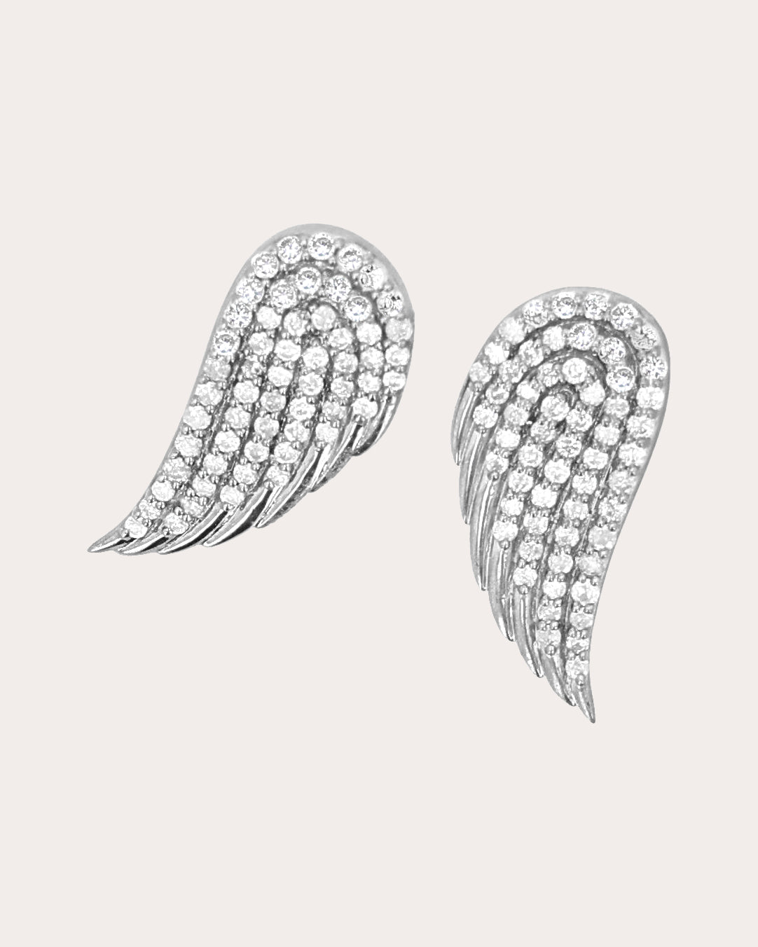 Sterling Silver and Diamond Angel Wing Earrings