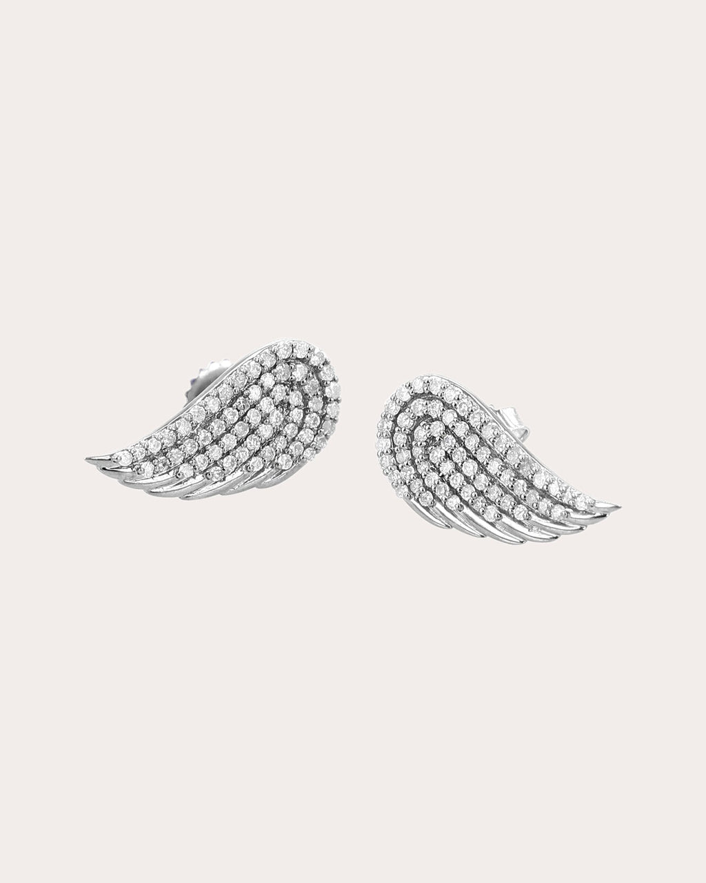 Sterling Silver and Diamond Angel Wing Earrings