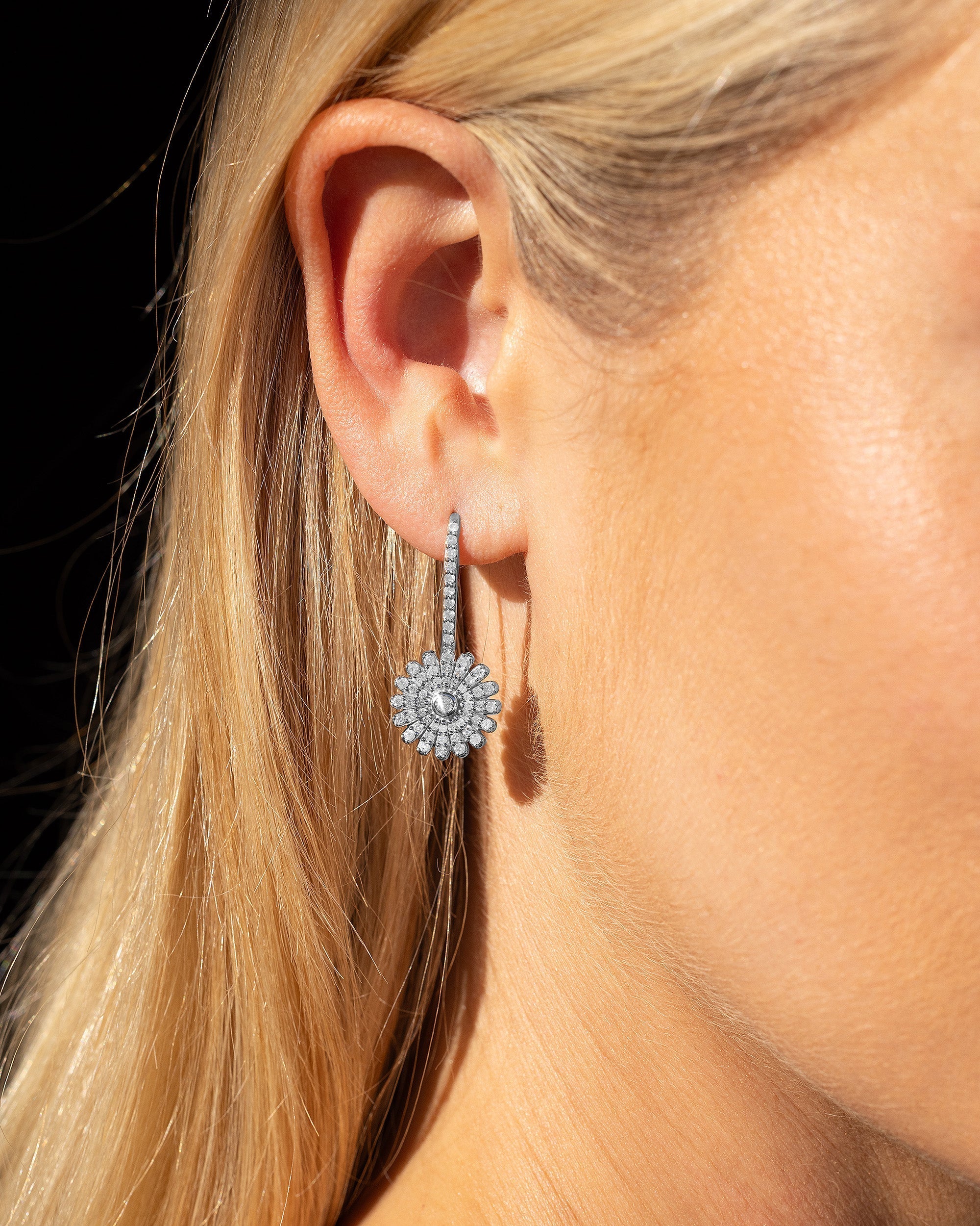 Daisy Sterling Silver Diamond Pavé Earrings