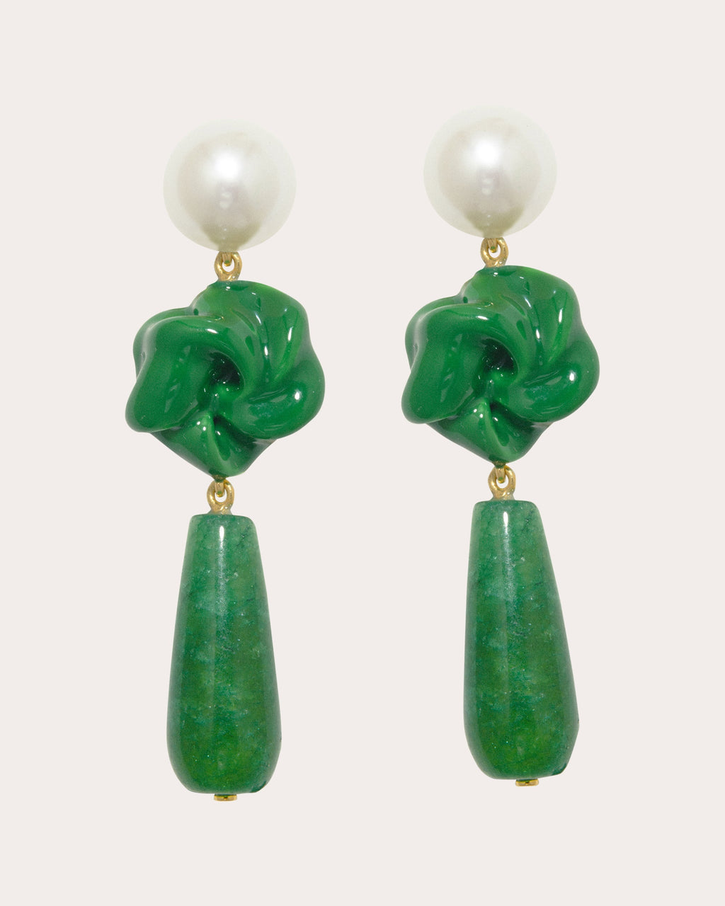 The Depths of Time 18K Gold-Plated Silver Chalcedony and Pearl Earrings