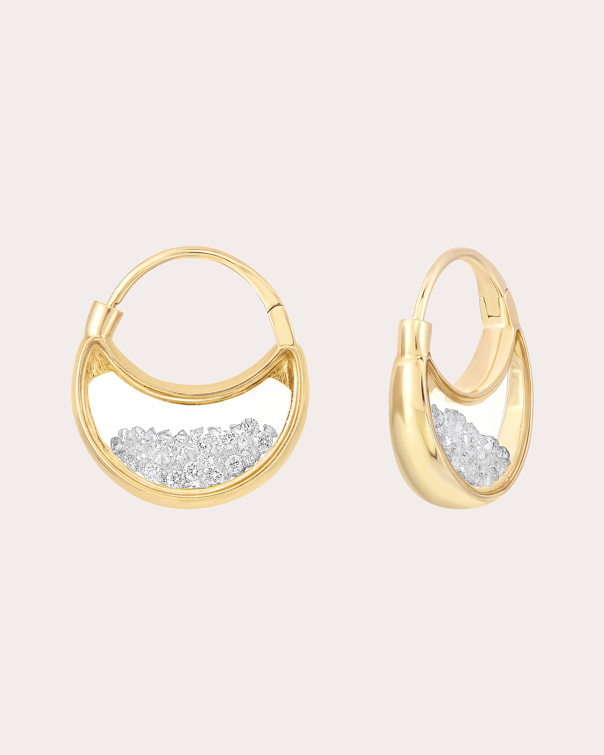 The Purses 18K Gold Crystal and Diamond Shaker Earrings