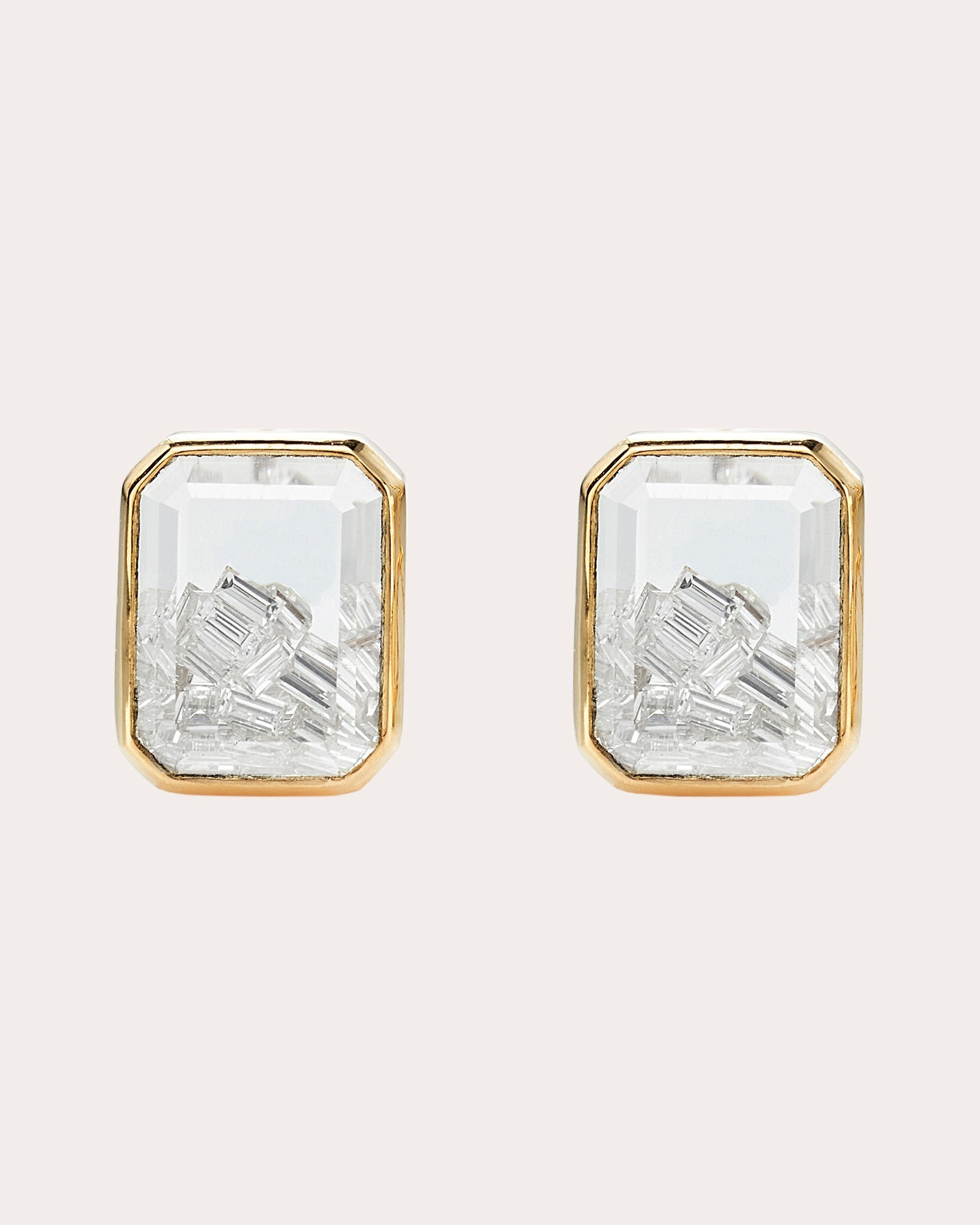 Esmeralda 18K Gold Crystal and Diamond Shaker Stud Earrings