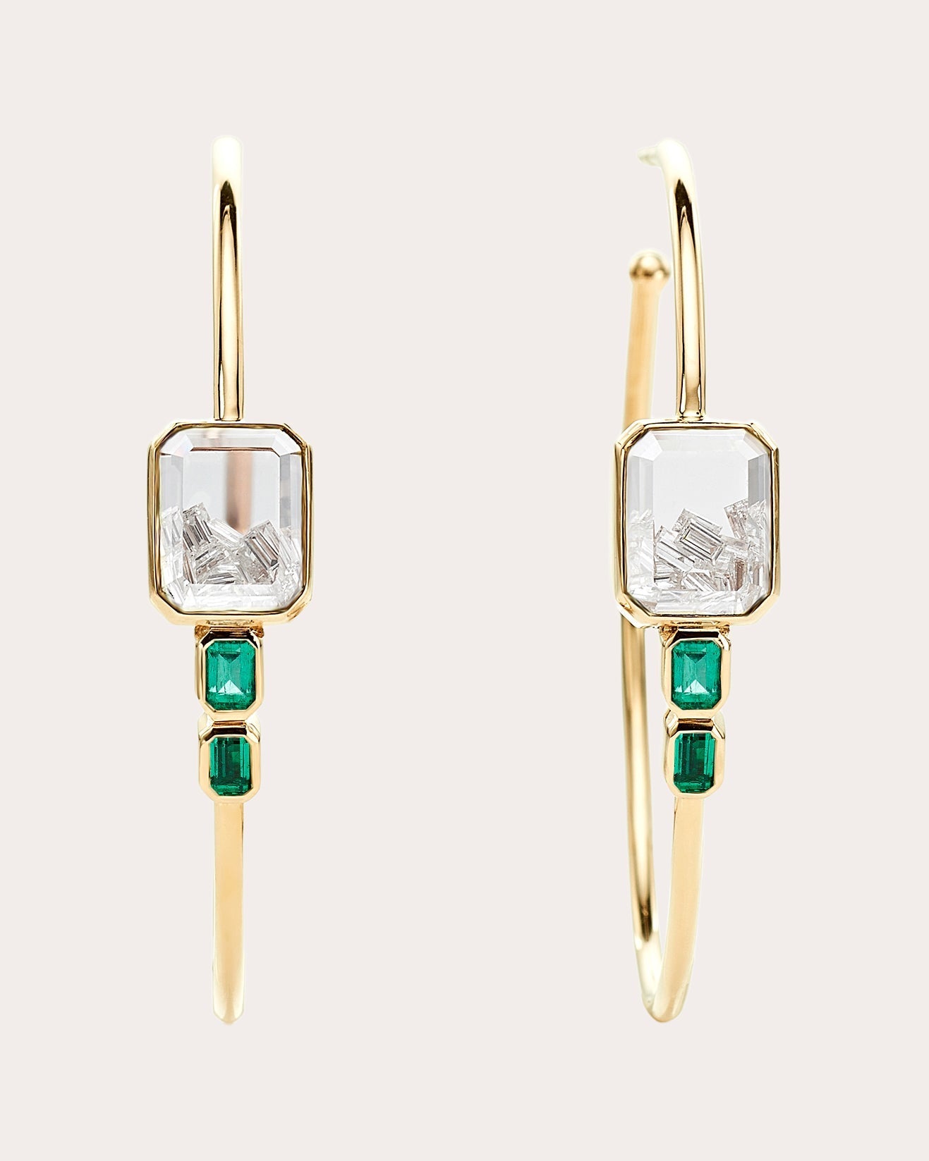 Bala 18K Gold Emerald and Diamond Shaker Hoop Earrings