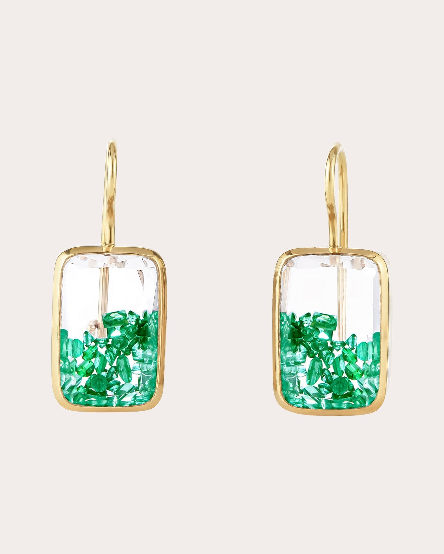 Petite Ten Fourteen 18K Gold Crystal and Emerald Shaker Earrings