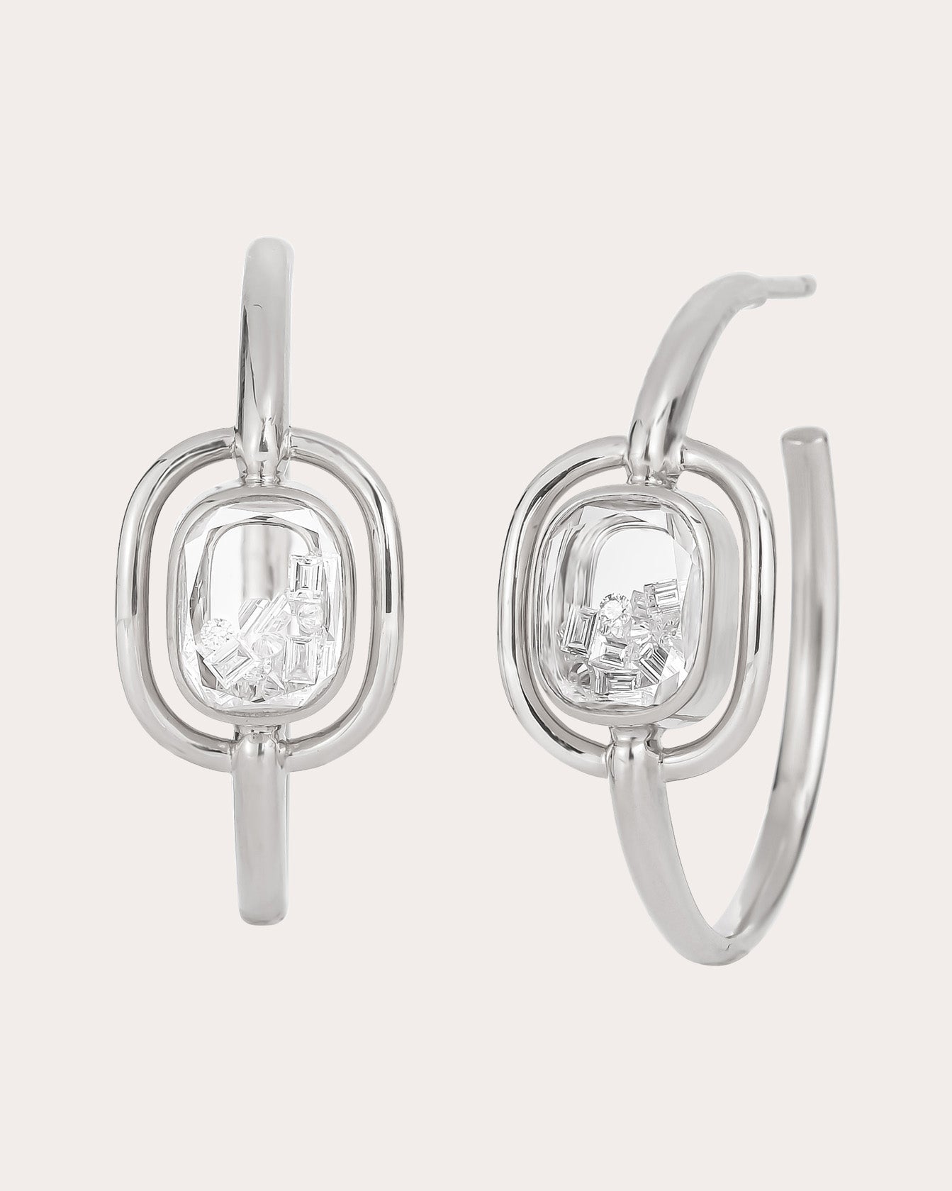 Elo 25 18K Gold Crystal and Diamond Shaker Hoop Earrings