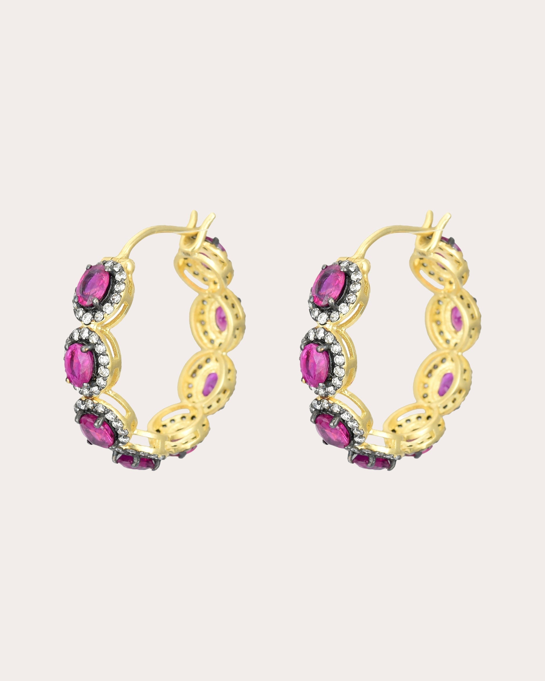 Ruby & 18k Gold Mini Rajasthan Hoop Earrings