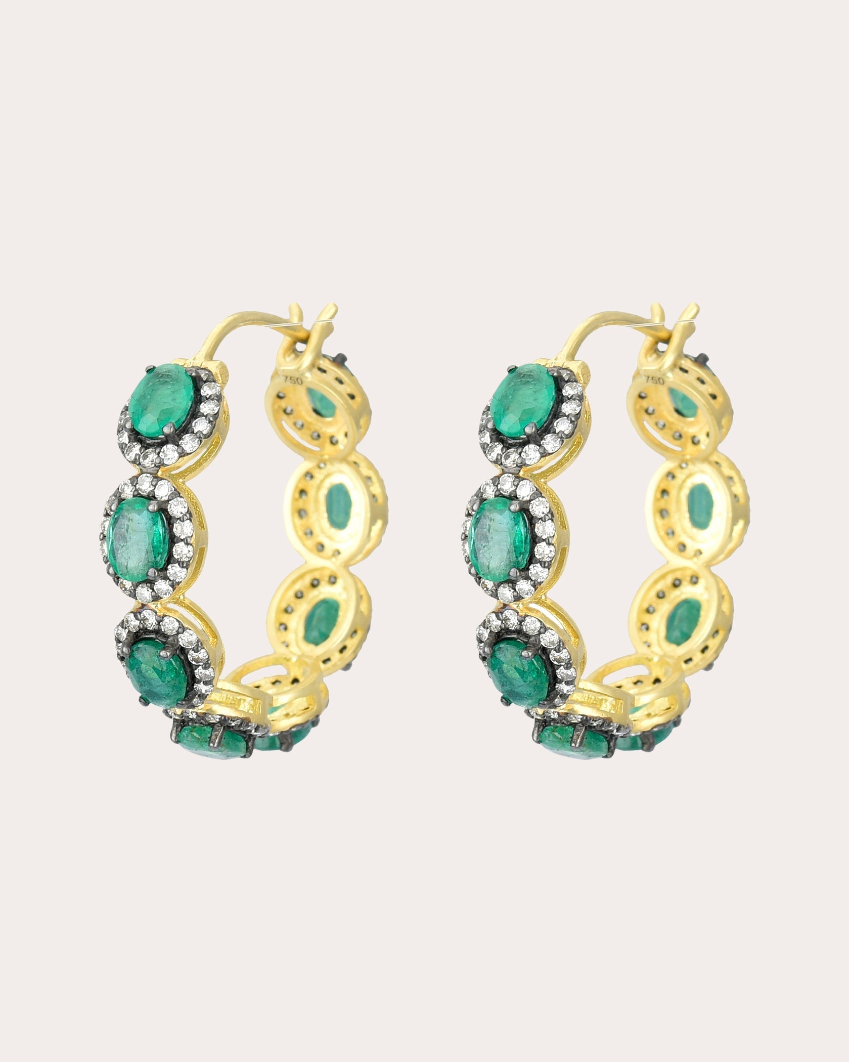 Emerald & 18k Gold Mini Rajasthan Hoop Earrings