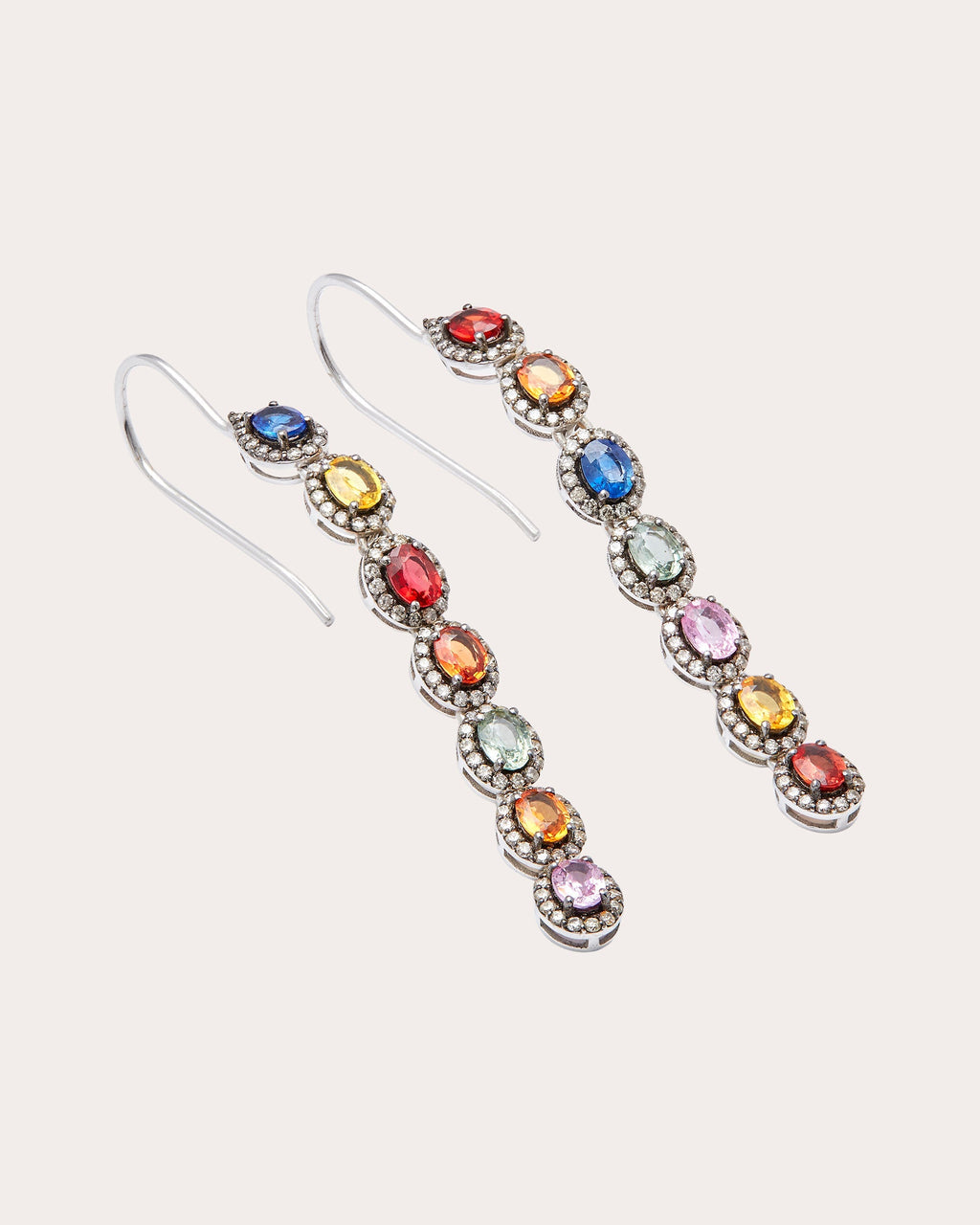 Mini Rajasthan 18K Gold Multi-Sapphire and Diamond Earrings