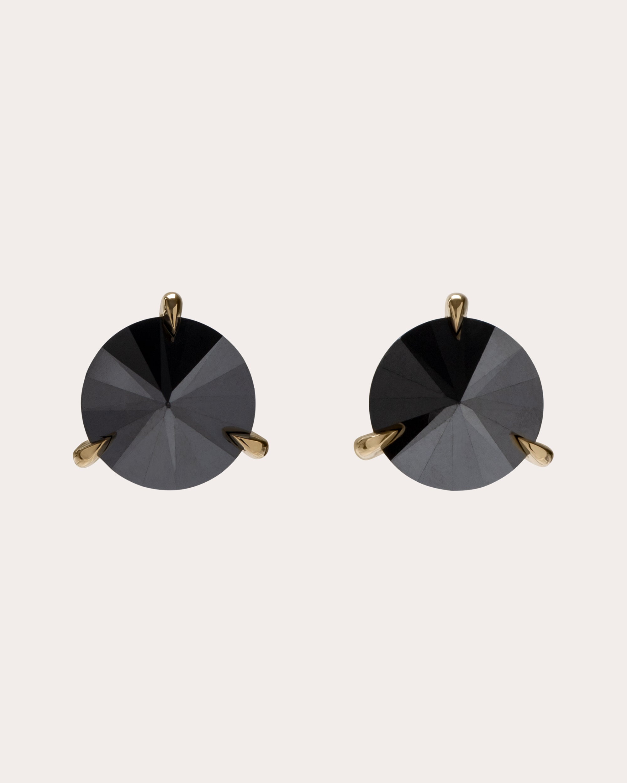18K Gold Black Diamond Stud Earrings